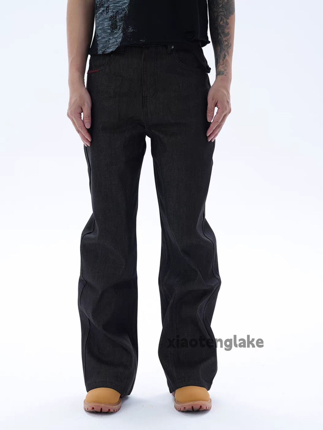 Jean zx biker rocker patchwork loose zipper punk jeans | Grailed