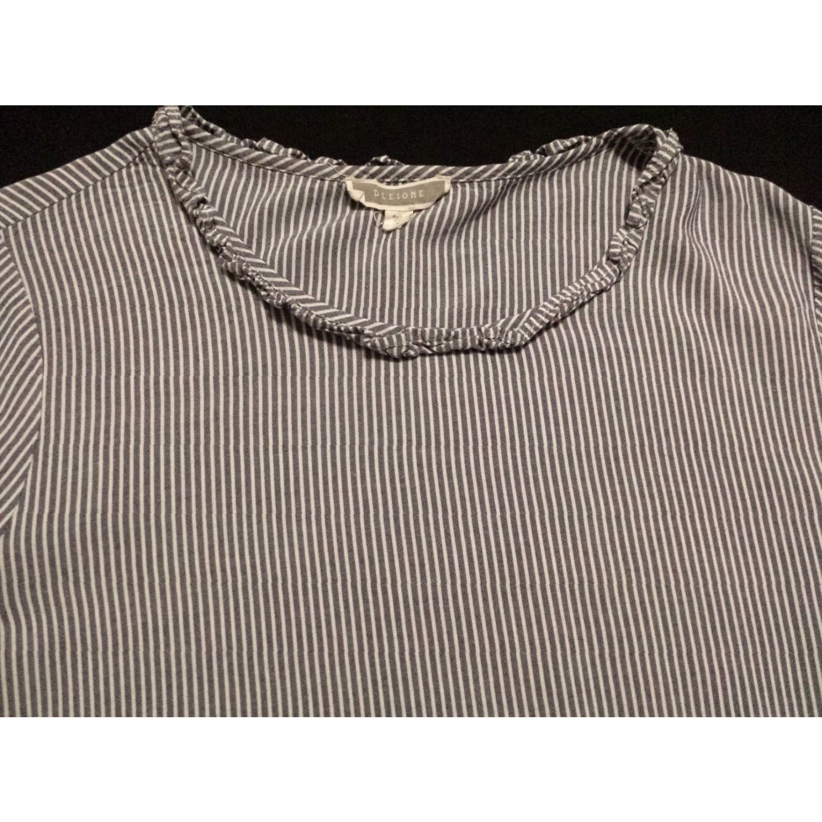 Vintage Pleione Blouse Long Sleeve Round Neck Pullover Womens M Gray Stripe Reference: Pleione Size M / US 6-8 / IT 42-44 - 3 Thumbnail