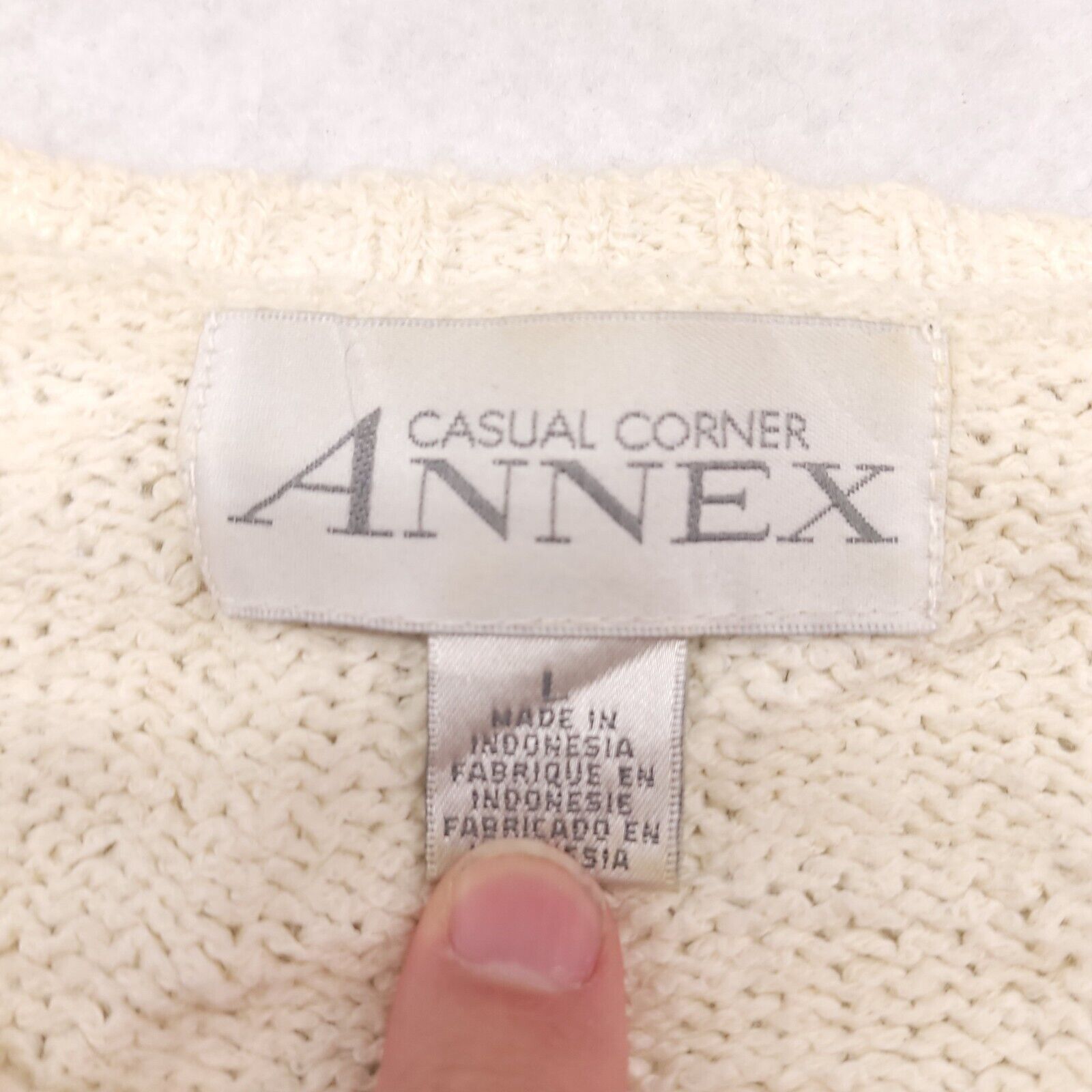 Annex Annex Pullover Cotton Sweater Womens Size L White Red Black Size L / US 10 / IT 46 - 3 Thumbnail