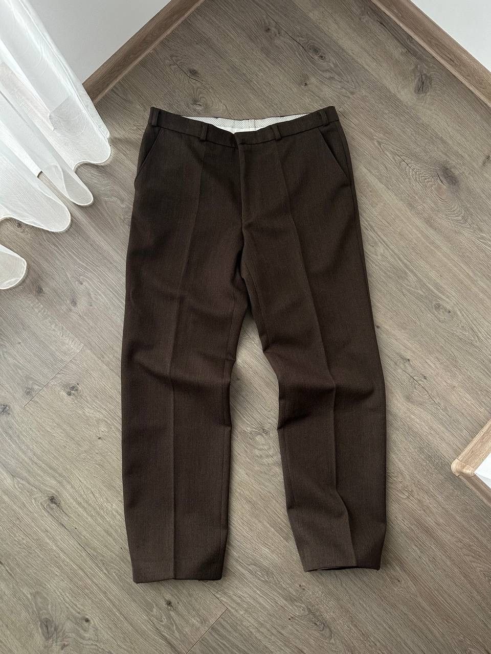 Japanese Brand × Vintage Vintage Antique Japanese Brown Wool Straight Pipes Pants Size 38R - 2 Thumbnail