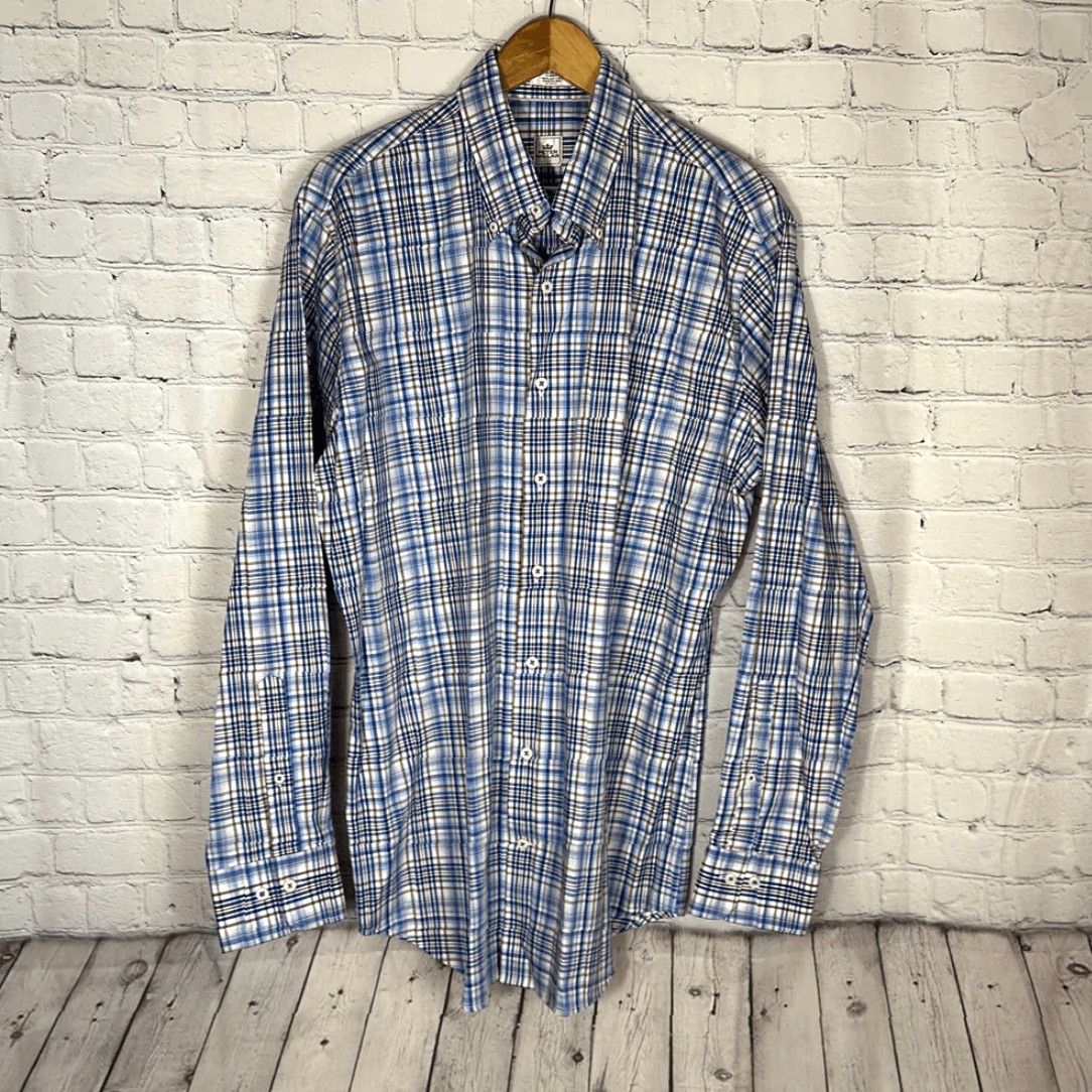 Peter Millar Peter Millar Mens Blue Plaid Button Down Long Sleeve Shirt L Large Multicolor Mens Size US L / EU 52-54 / 3 - 2 Thumbnail