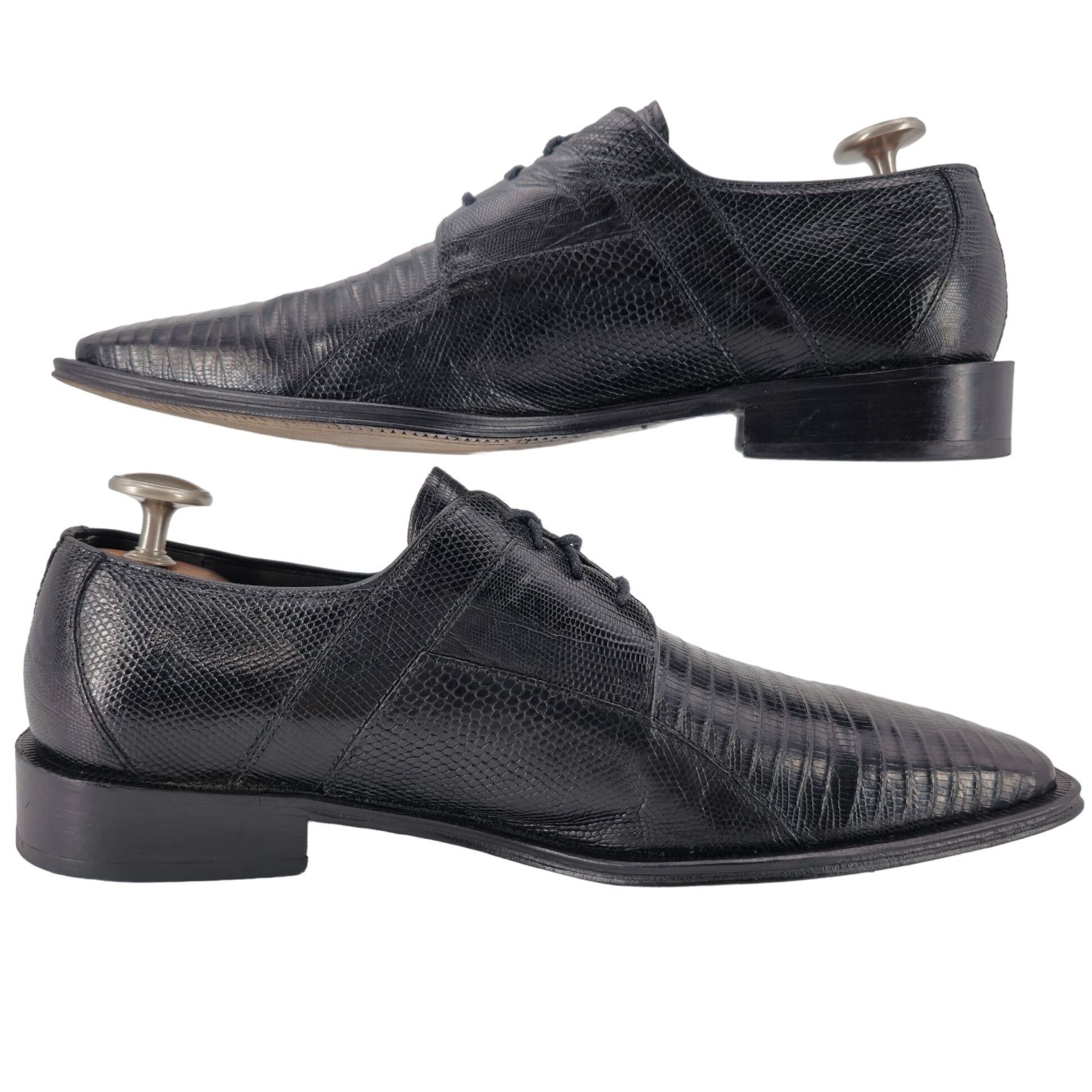 David Eden Vintage David Eden Exotic Teju Lizard Black Dress Shoes Mens Size US 10.5 / EU 43-44 - 7 Thumbnail