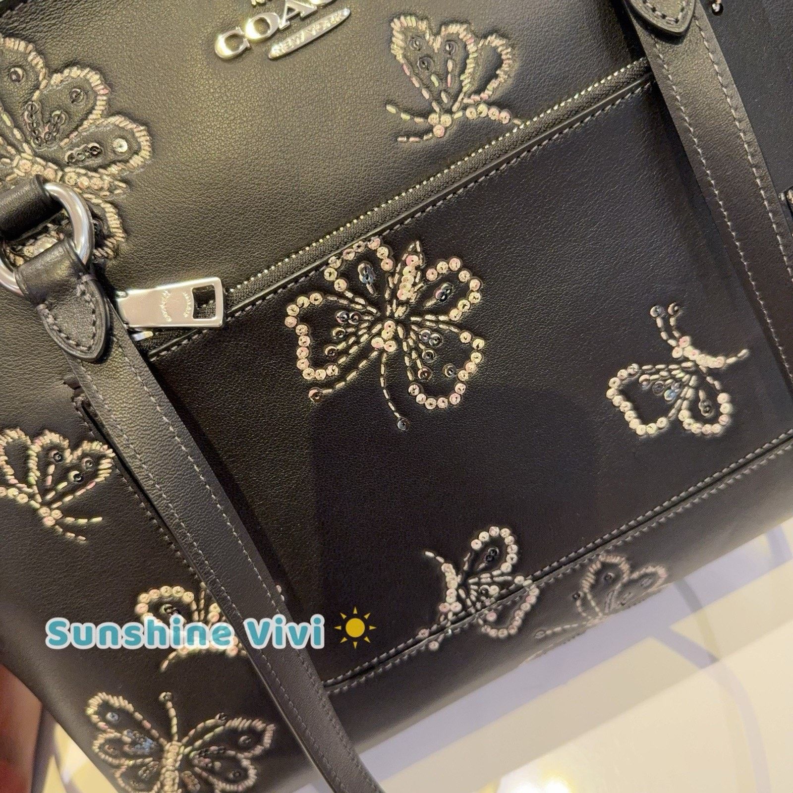 Coach NWT Coach Station Tote Bag Butterfly Black CCK87 Leather Size ONE SIZE - 2 Thumbnail