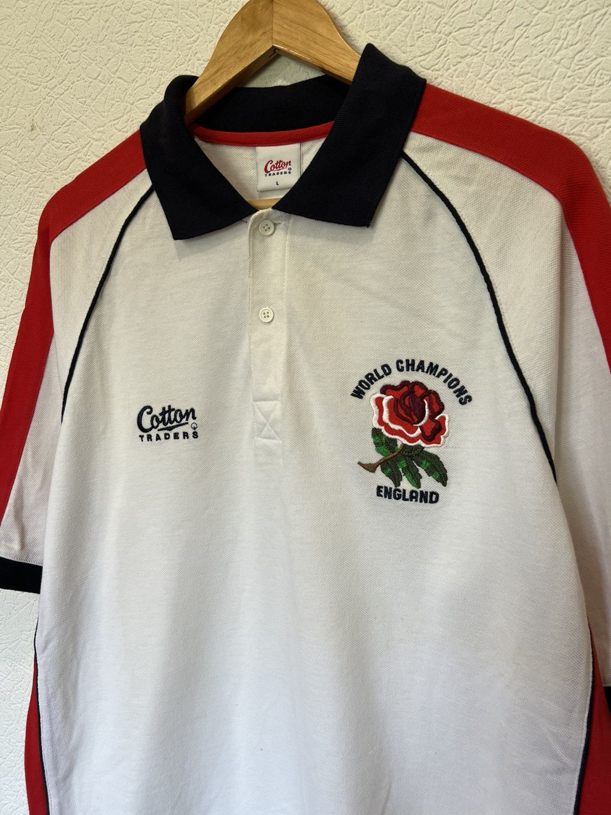 Cotton Traders Vintage 90s Cotton Traders England Rugby Polo Shirt Rare Size US L / EU 52-54 / 3 - 2 Thumbnail