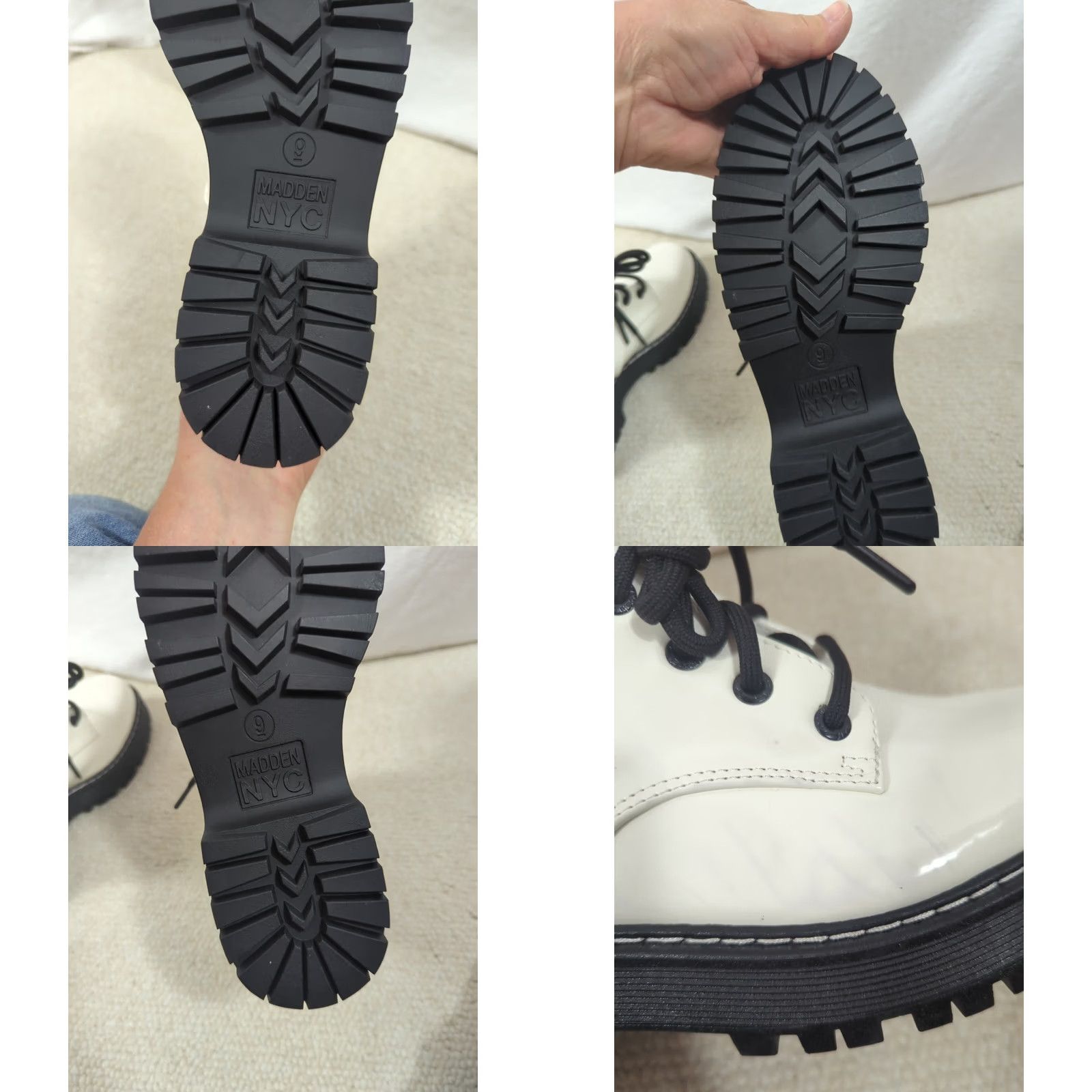 Steve Madden Steve Madden NYC Womens Combat Boots Lug 9 M White Black Ankle Chunky Lace Up Platform 1.25in Rubber Heel 2in Memory Foam Shoes Size US 9 / IT 39 - 9 Thumbnail