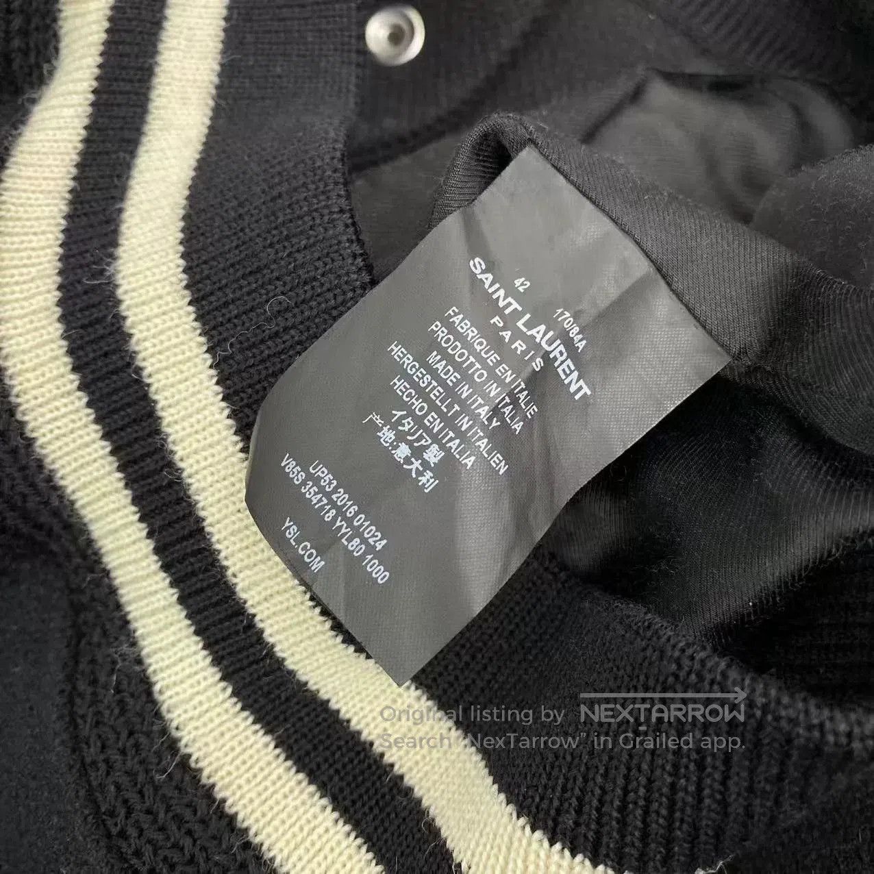 Saint Laurent Paris Saint Laurent Wool Striped Baseball Jacket. Size US XS / EU 42 / 0 - 3 Thumbnail