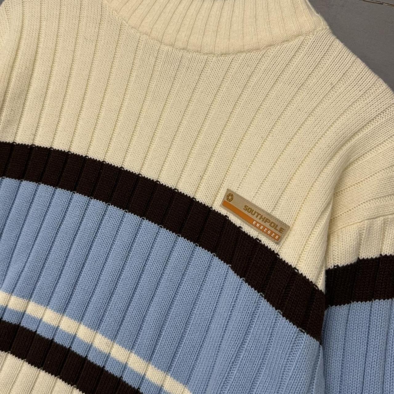 Southpole Y2K Southpole Turtleneck Sweater Striped Cream XL Size US XL / EU 56 / 4 - 6 Thumbnail