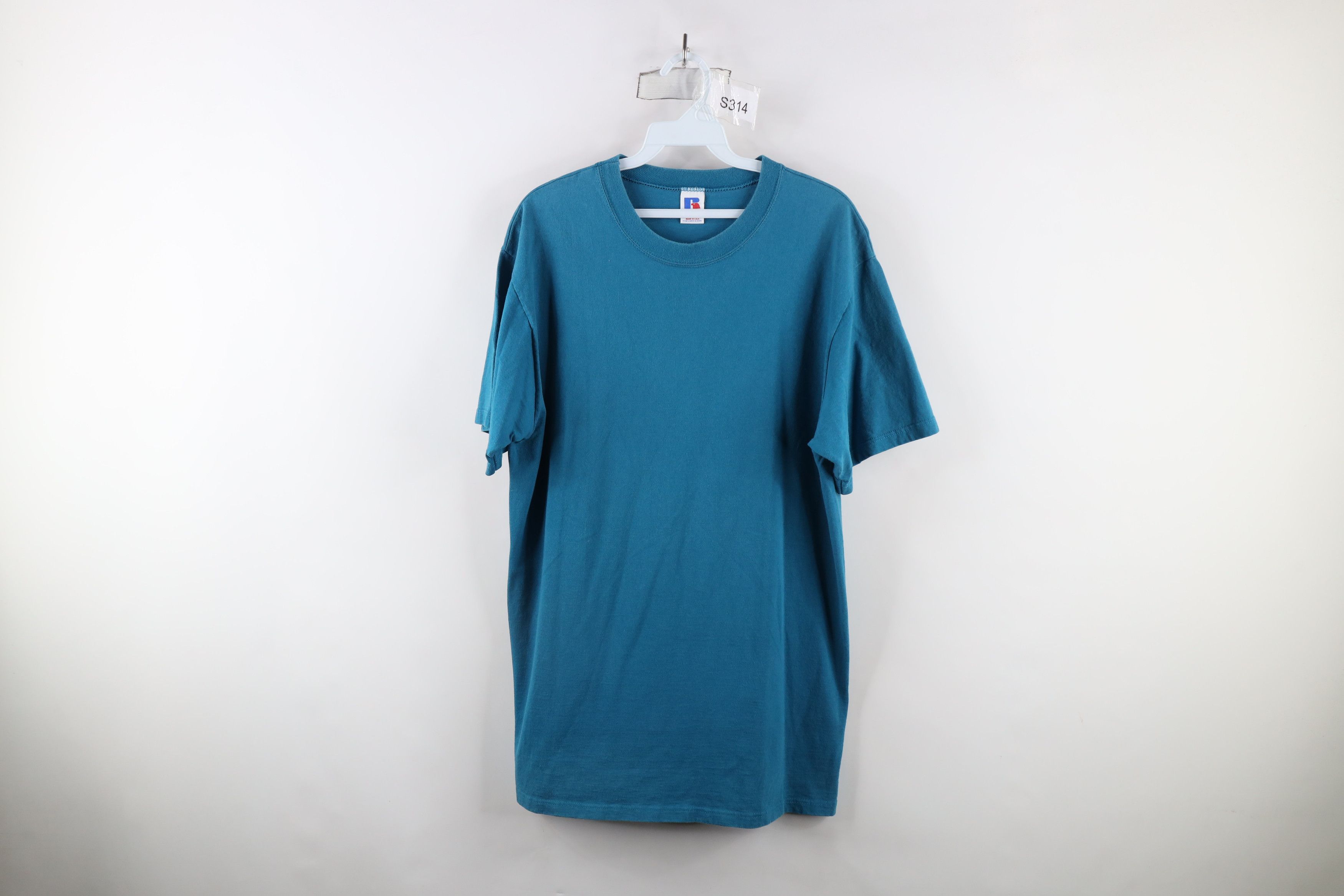 Russell Athletic × Vintage Vintage 90s Russell Athletic Heavyweight T-Shirt Teal USA Size US L / EU 52-54 / 3 - 1 Thumbnail