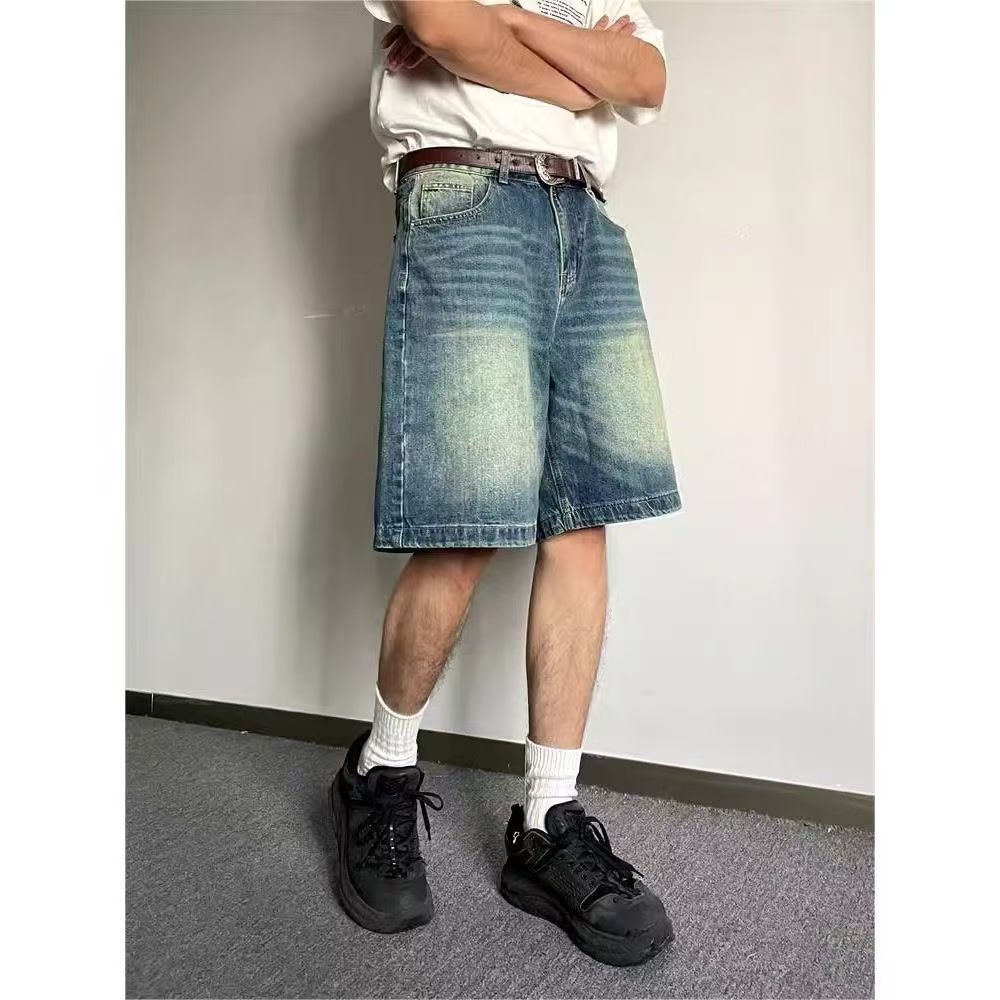 Japanese Brand × Jean Street washed retro distressed straight denim shorts y2k Size US 32 / EU 48 - 2 Thumbnail