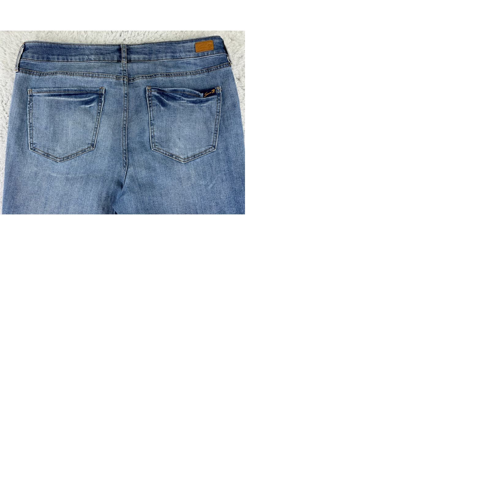 Vintage Seven7 Pants Women Blue Jean Denim Medium Wash Weekend Slim Fit Raw Hem 14 33x29 Size 36" / US 14 / IT 50 - 10 Thumbnail