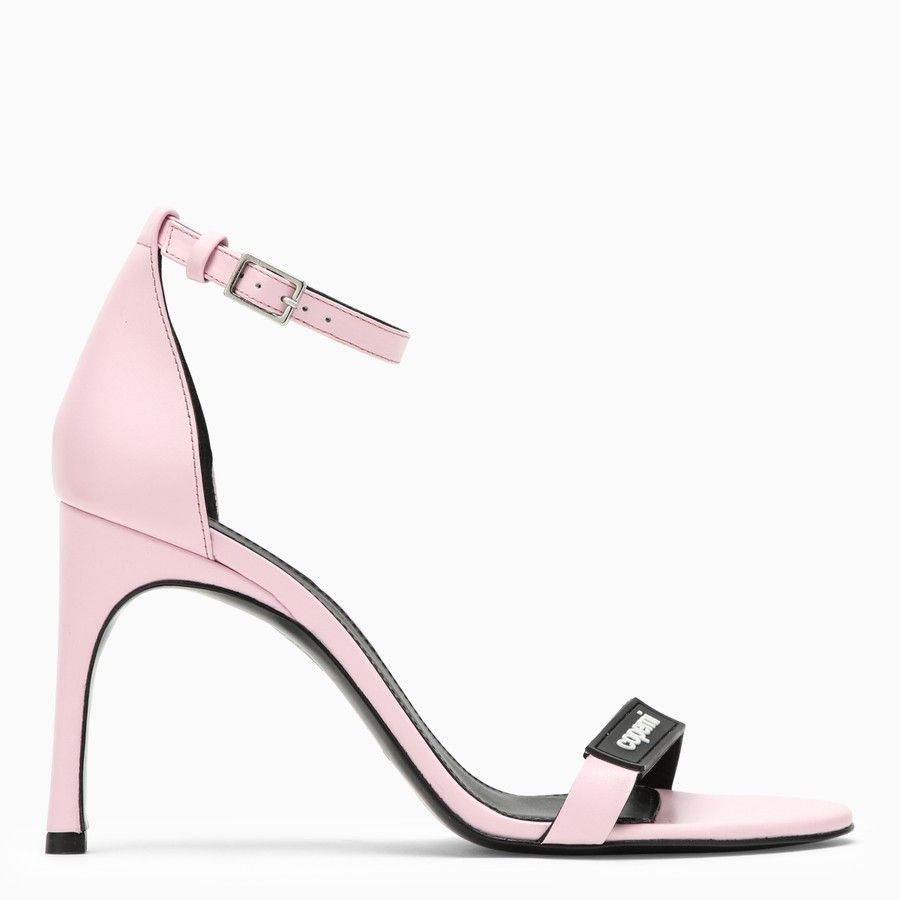 o1d2blof0224 High Pink Leather Sandal With logo in Pink