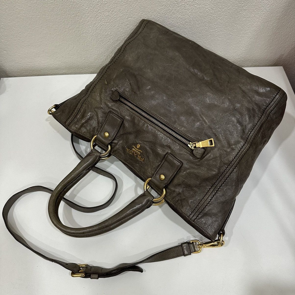 Prada PRADA LUCIDA VITELLO SHINE LETAHER TWO WAY TOTE BAG Size ONE SIZE - 17 Thumbnail