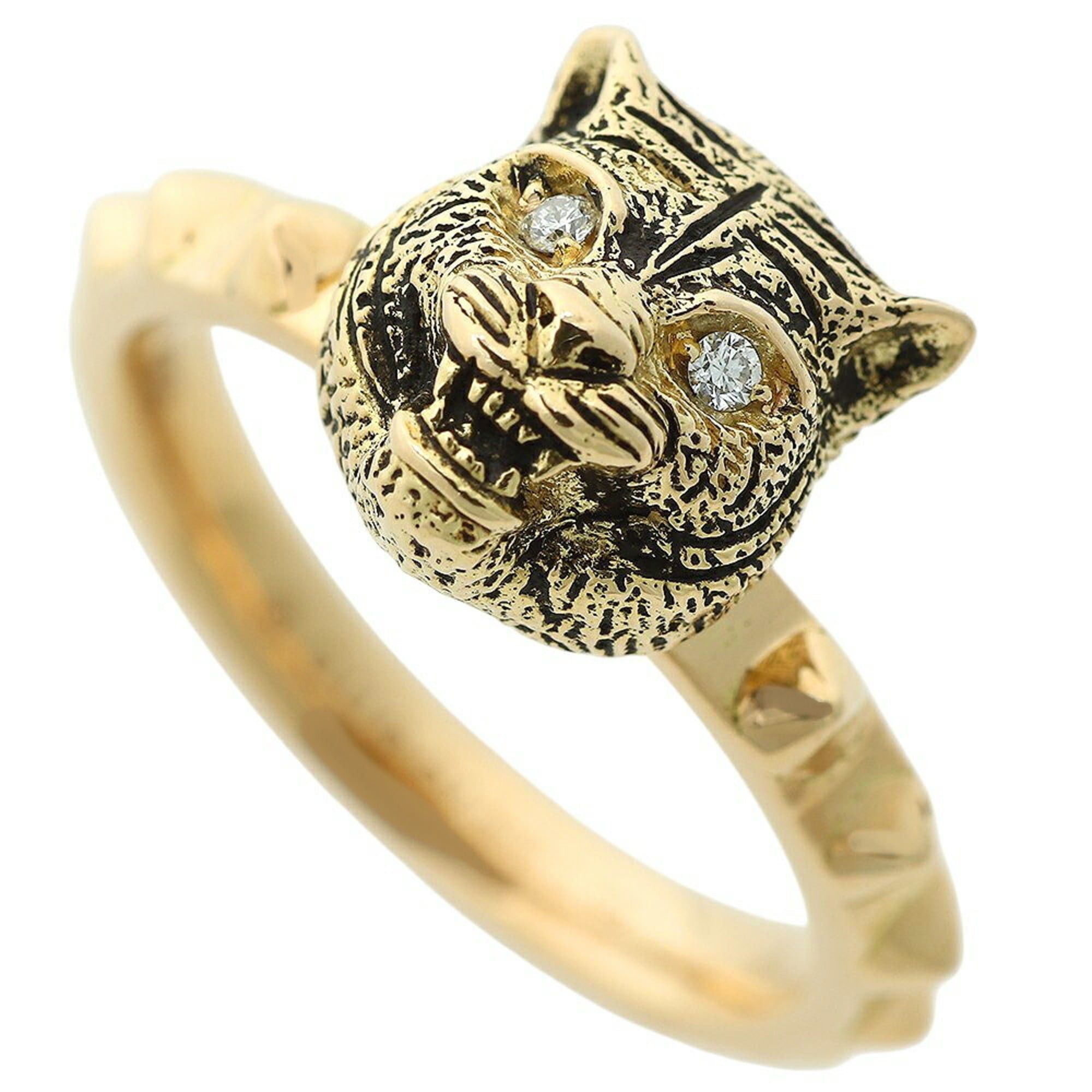 Gucci Gucci Le Marché des Merveilles Cat Ring, 18K Yellow Gold, Melee Diamonds, Size #9 (approx. US size 9), approx. 7.0g, Tiger pattern. Size ONE SIZE - 1 Thumbnail