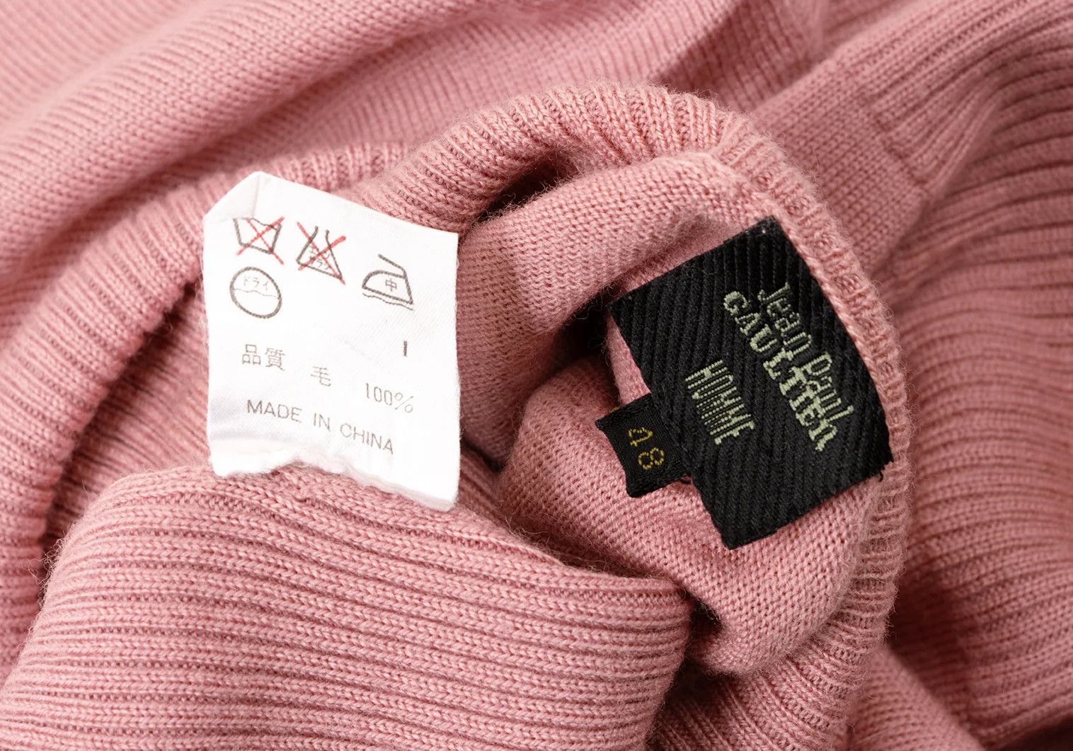Jean Paul Gaultier Wool Ribbed Turtle Neck Knit Sweater in Pink, Size 48 Size US M / EU 48-50 / 2 - 15 Thumbnail
