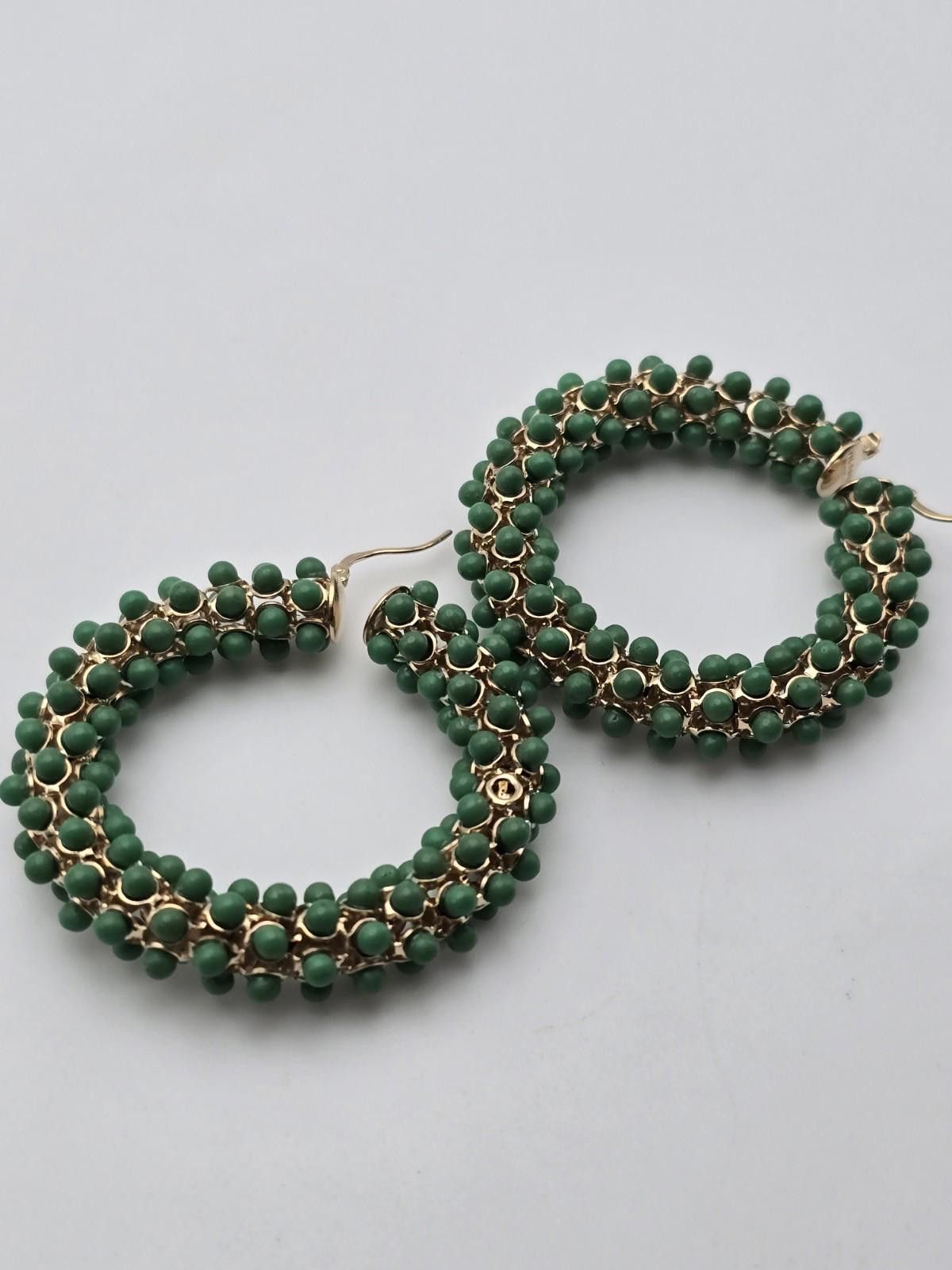 Jil Sander Jil Sander Green Beaded Hoop Earrings- Statement Size ONE SIZE - 3 Thumbnail