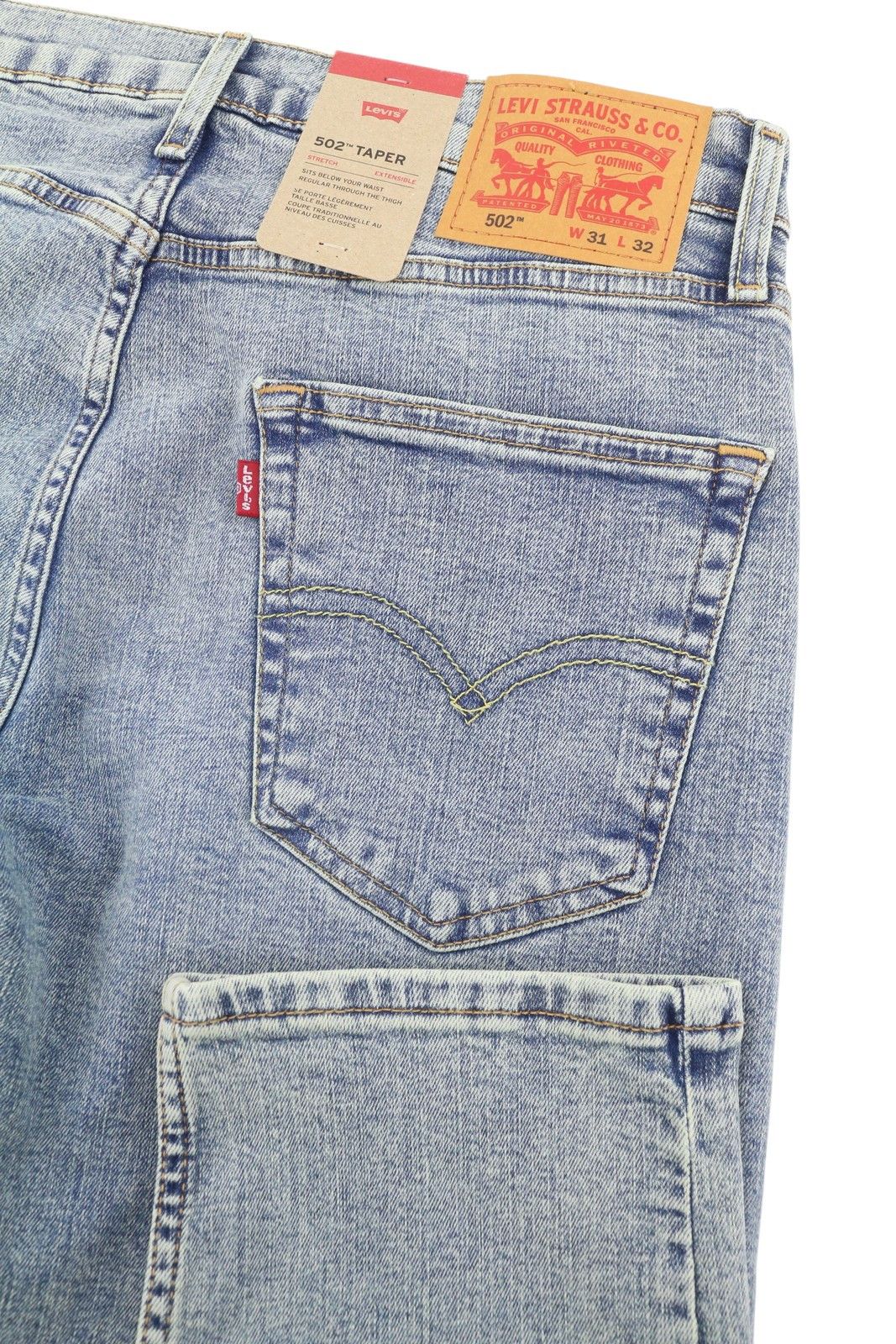 Levi's 502 W31/L32 Taper Zip Faded Blue Denim Jeans 87088 Size US 31 - 6 Thumbnail
