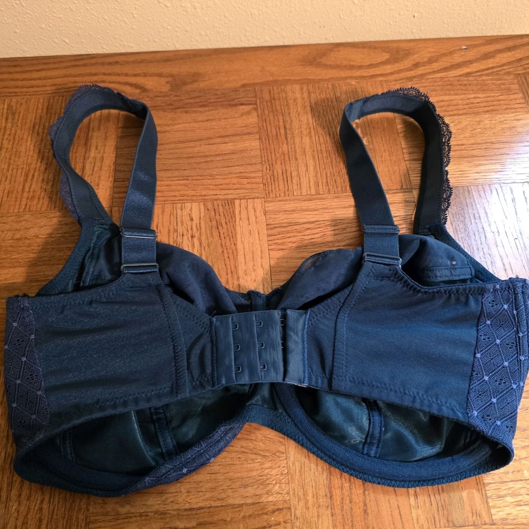 Vintage Rosa Faia Selma Lace Unlined Bra 32J Blue Underwire Balconette Womens Size ONE SIZE - 5 Thumbnail