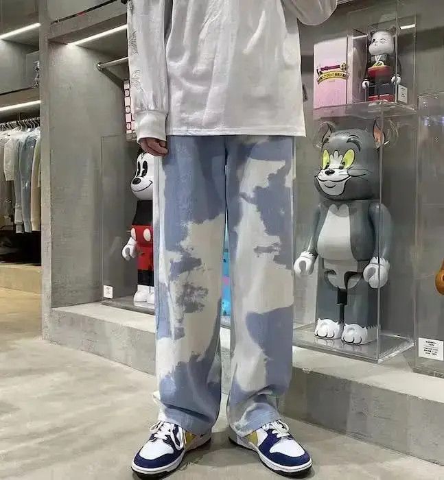 Japanese Brand Blue White Straight Tie-dye Jeans Denim Pants Size US 32 / EU 48 - 1 Thumbnail