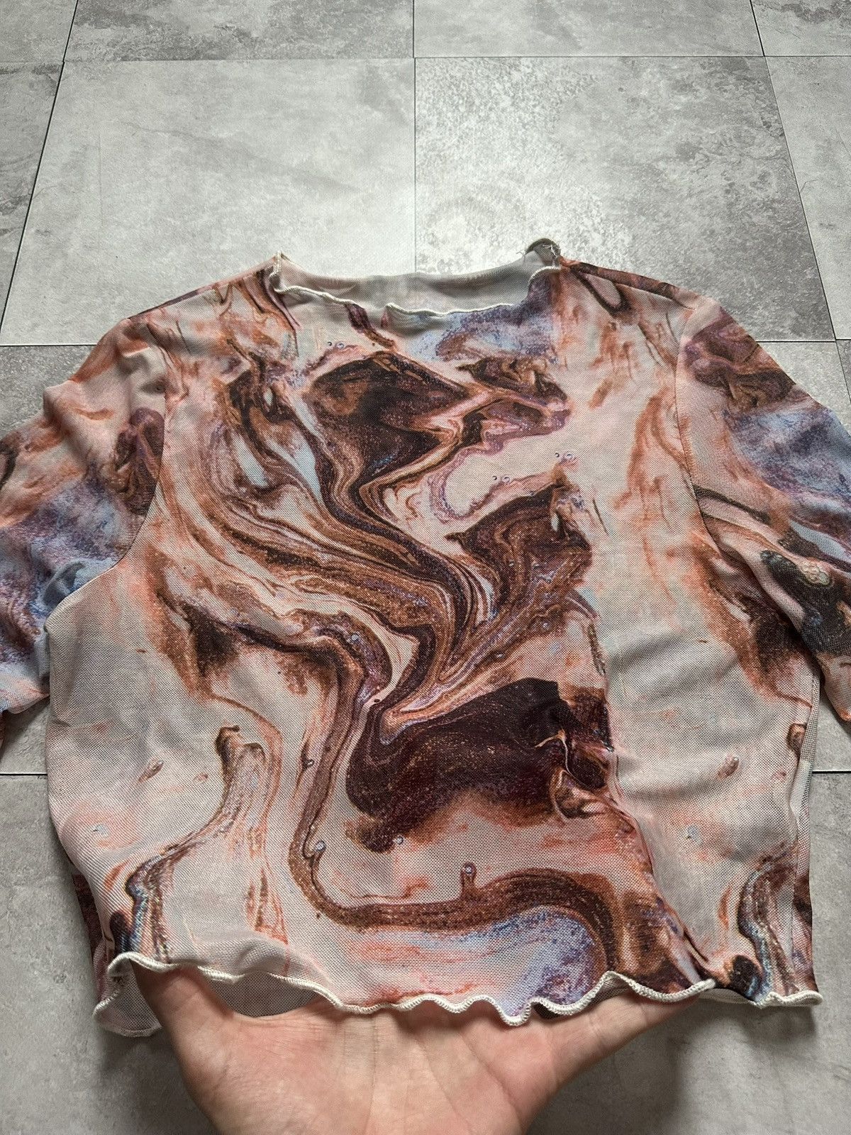 Hysteric Glamour Abstract Design Save The Queen JPG Cropped Mesh Long Sleeve Size S / US 4 / IT 40 - 6 Thumbnail