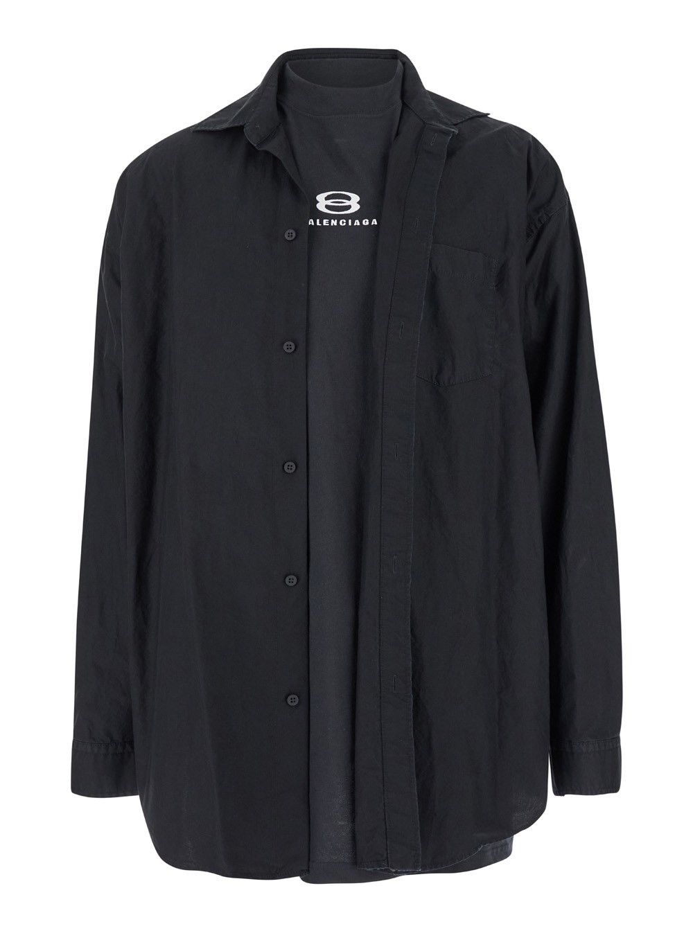 Balenciaga o1w1db11025 Unity Sports Icon Layered Shirt Oversized Black Size US S / EU 44-46 / 1 - 1 Thumbnail