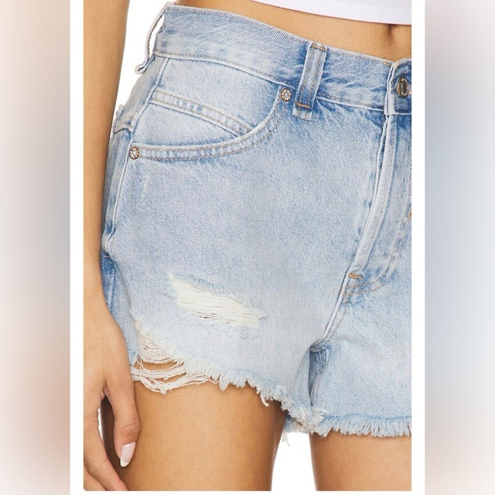 Other New We The Free Faded Blue Jean Shorts size 25 Size 25" / US 0 / IT 36 - 6 Thumbnail