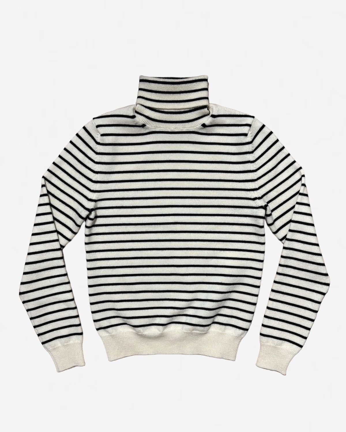 Image of Celine Fw19 Turtleneck Striped Sweater in Cream, Men's (Size XS)