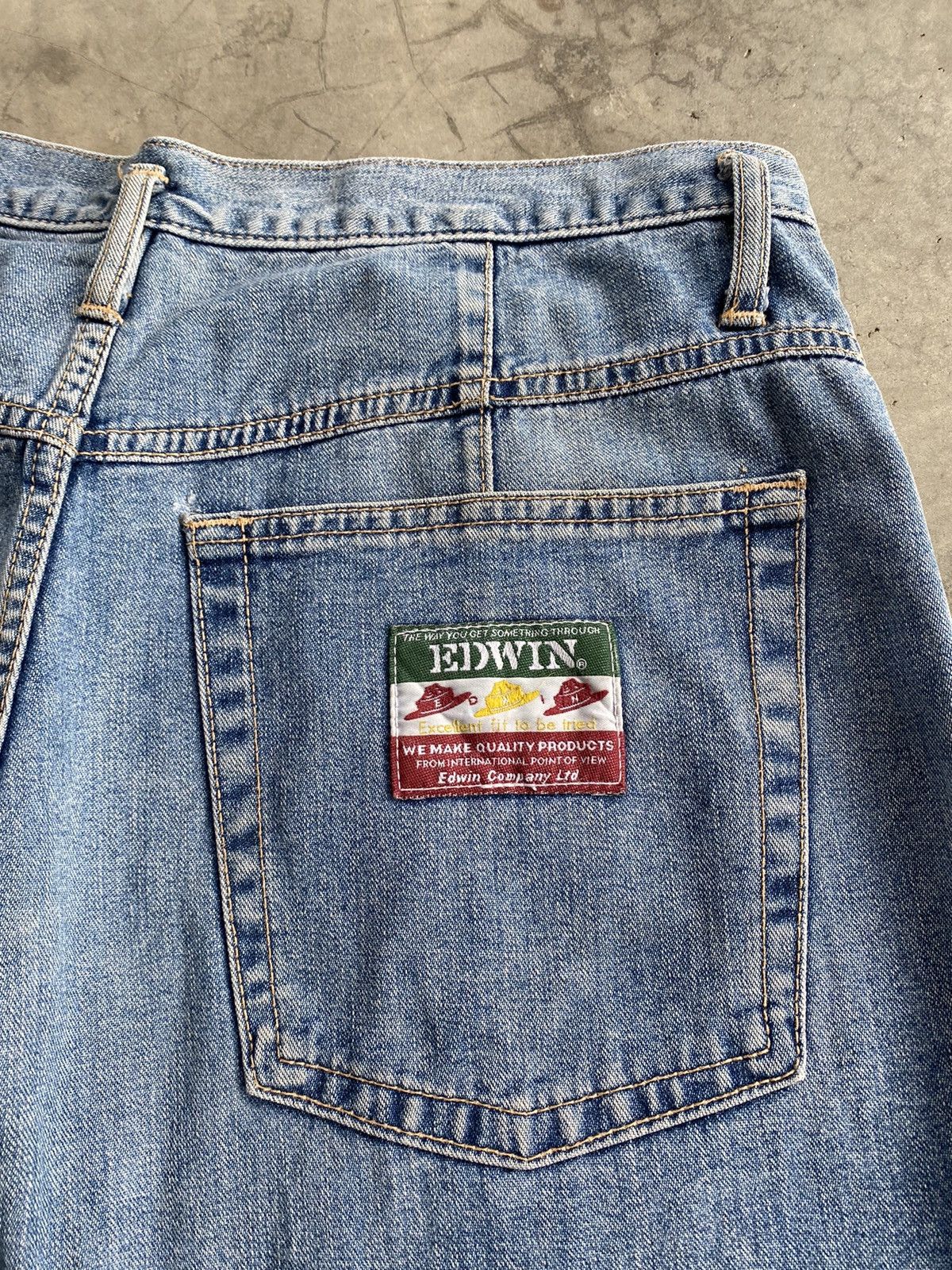 Edwin × Japanese Brand Baggy Jeans Japanese Vintage Edwin Distressed Size US 32 / EU 48 - 12 Thumbnail
