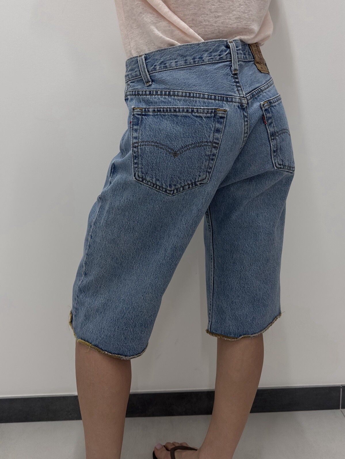 Levi's Levis 501 Womens Denim Bermuda Long Blue Shorts made in USA Size 31" - 8 Thumbnail