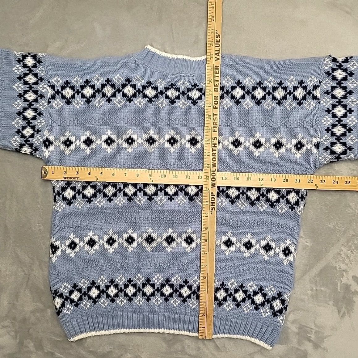 Vintage Cuddle Knit Sweater Womens M Blue Fair Isle Cottage Grandpa Chic Made In The USA Size M / US 6-8 / IT 42-44 - 6 Thumbnail