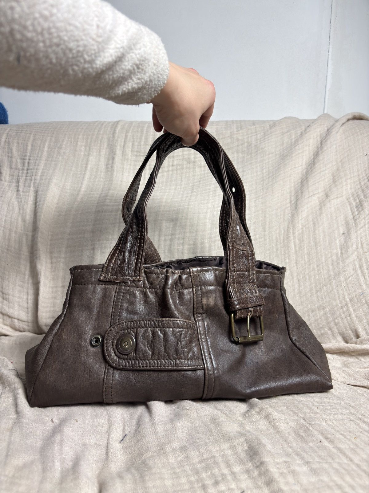 Designer × Vintage Leather bag cuir sac hobo shopper tote shoulder designer Size ONE SIZE - 4 Thumbnail
