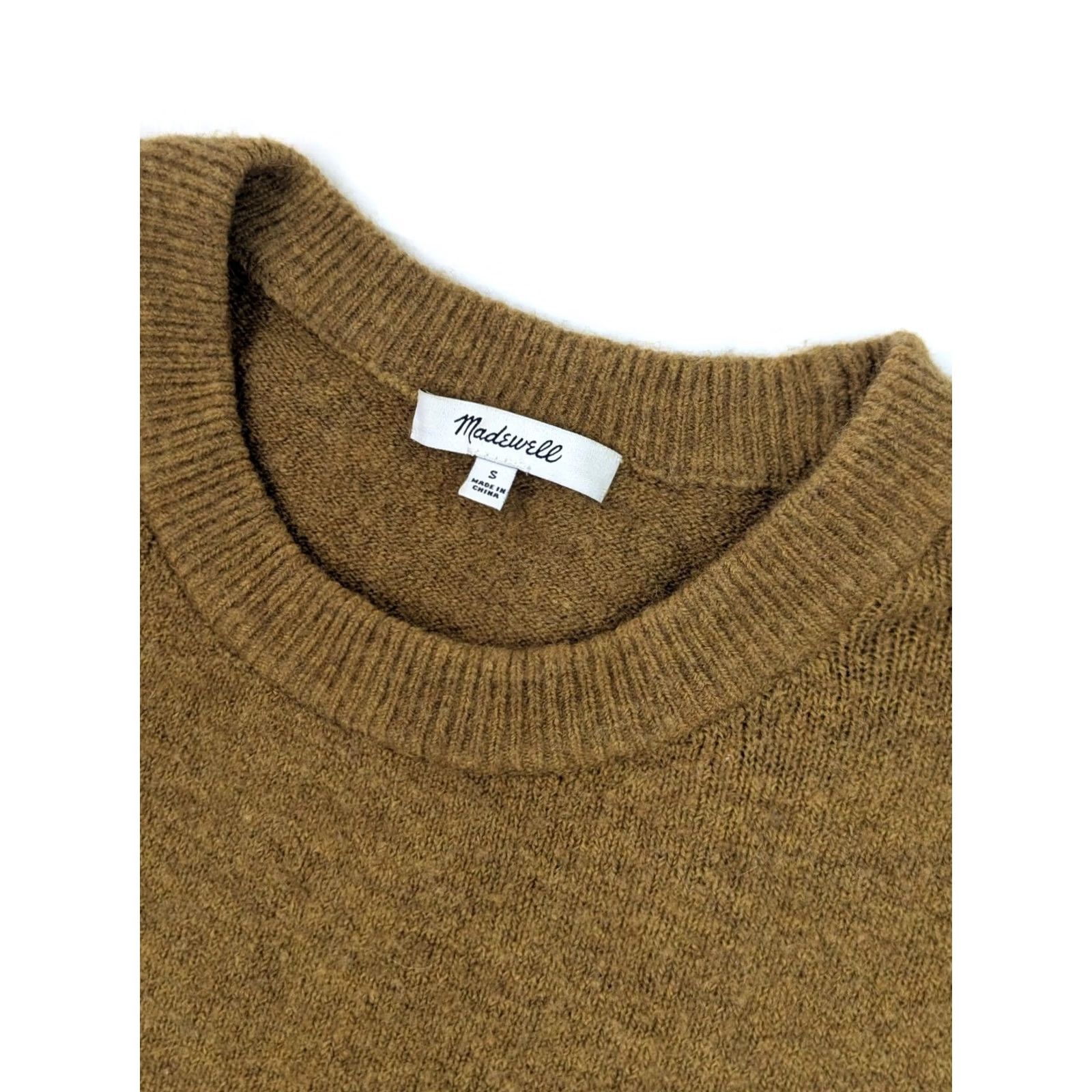 Madewell Madewell Sweater Women S Wool Blend Crew Neck Button Sleeve Golden Tan / Camel Brown Cable Knit Size S / US 4 / IT 40 - 2 Thumbnail