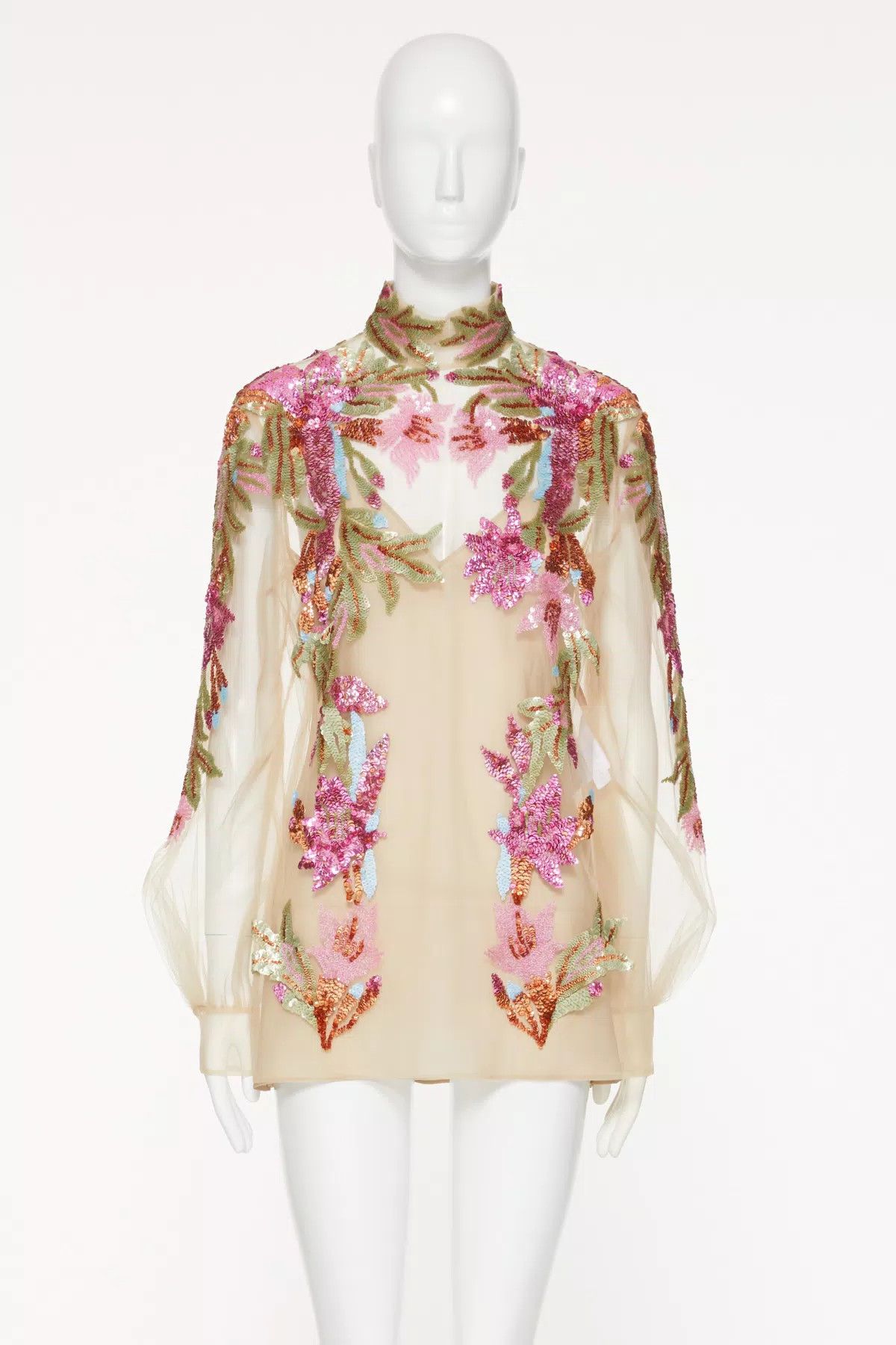 Valentino o1s1wg110625 Floral Embroidered Shirt in Multicolor Size XS / US 0-2 / IT 36-38 - 1 Thumbnail