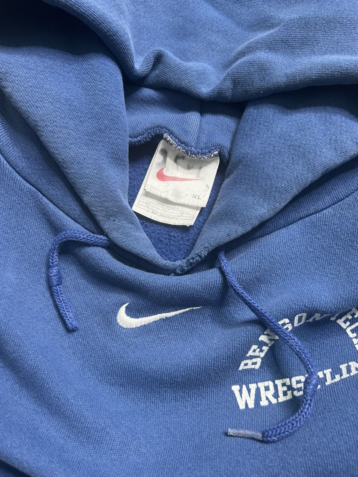Nike × Vintage Vintage 90s Nike Center Swoosh Hoodie Made in USA Wrestling Size US XL / EU 56 / 4 - 5 Thumbnail