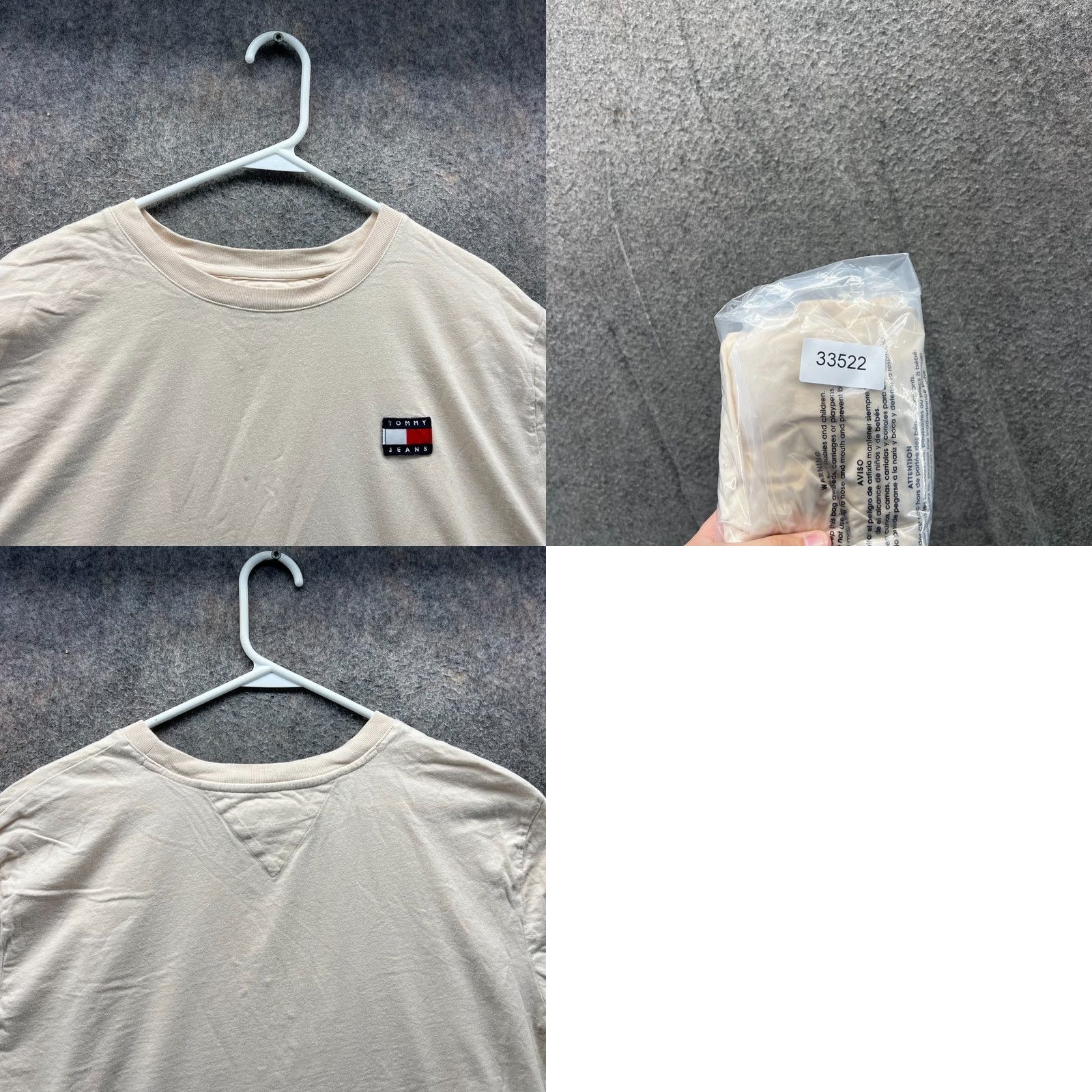 Tommy Hilfiger VINTAGE Tommy Hilfiger Shirt Womens Large Beige Crewneck Tee Cropped Flag Logo Size L / US 10 / IT 46 - 8 Thumbnail