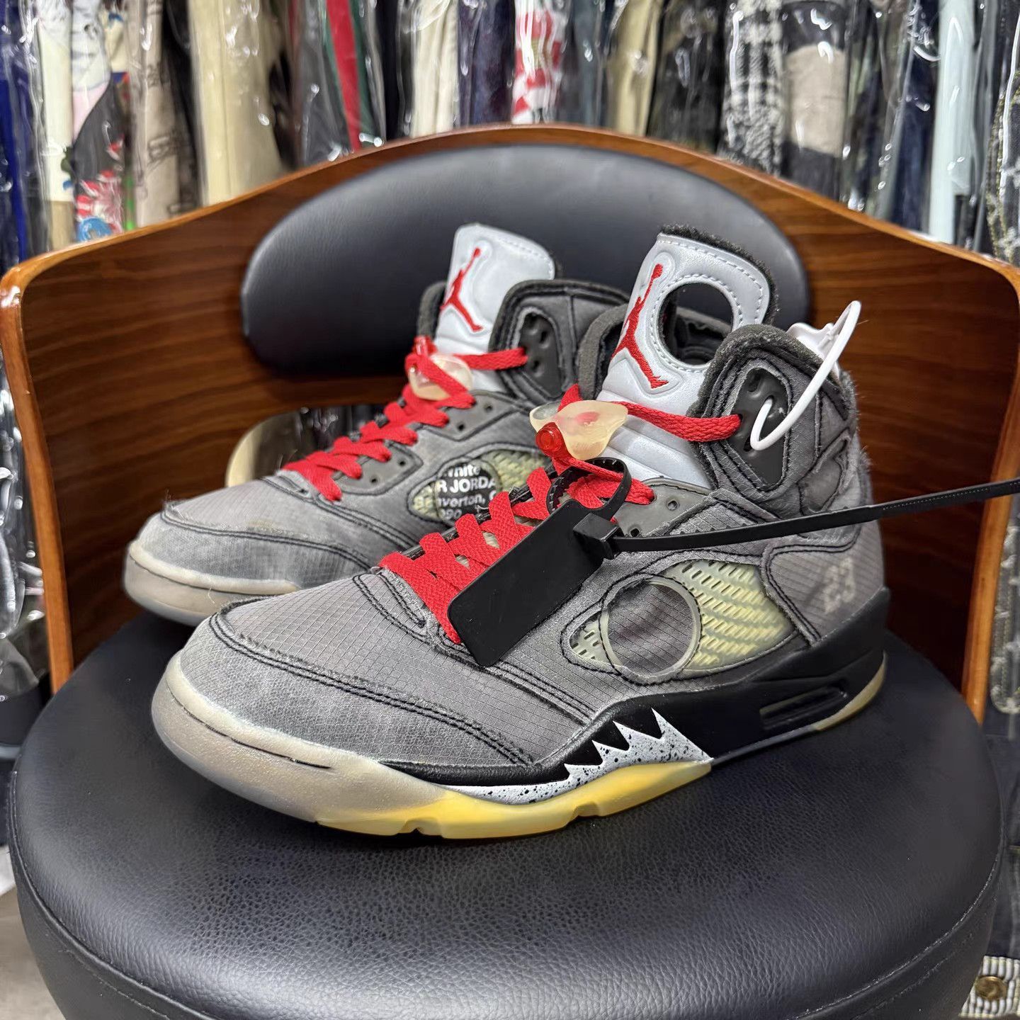Jordan Brand Gray High-Top Sneakers with Red Laces Size US 9.5 / EU 42-43 - 1 Thumbnail