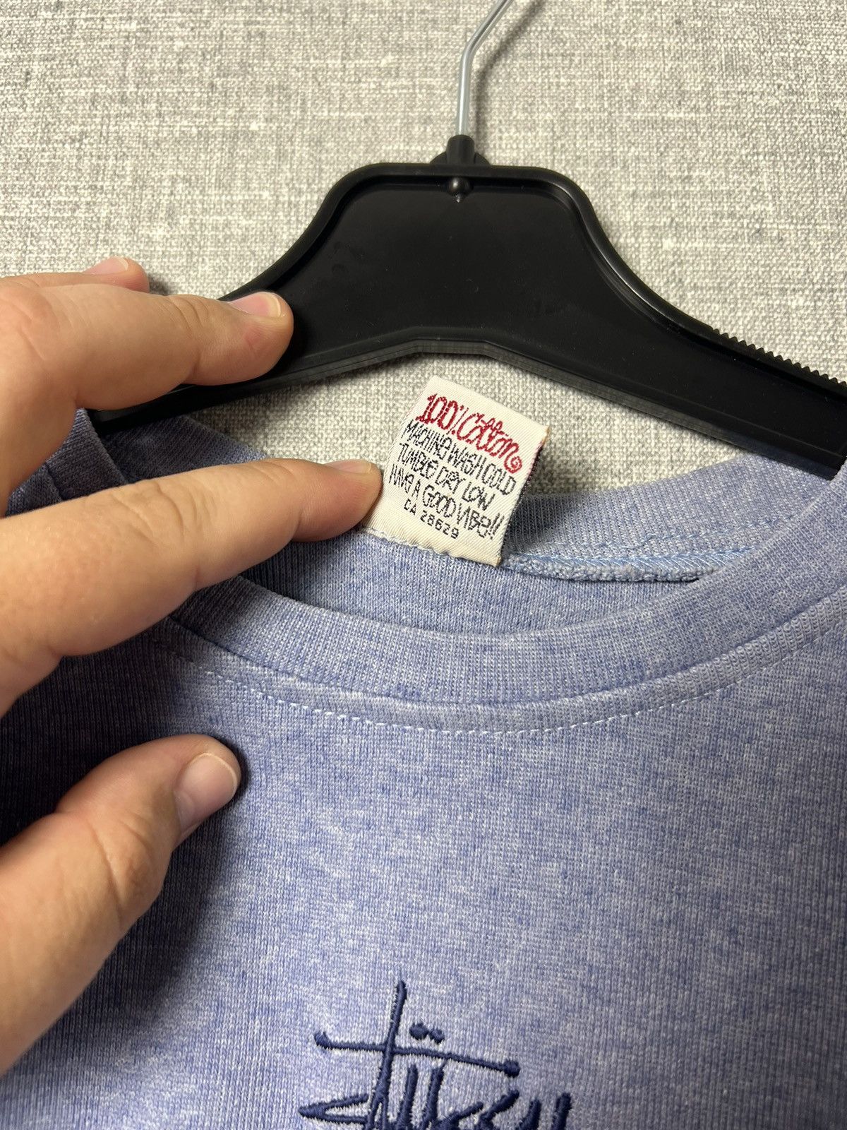 Stussy × Vintage Rare Vintage Stussy Made in USA Embroidered Center Logo Tee Size S / US 4 / IT 40 - 12 Thumbnail