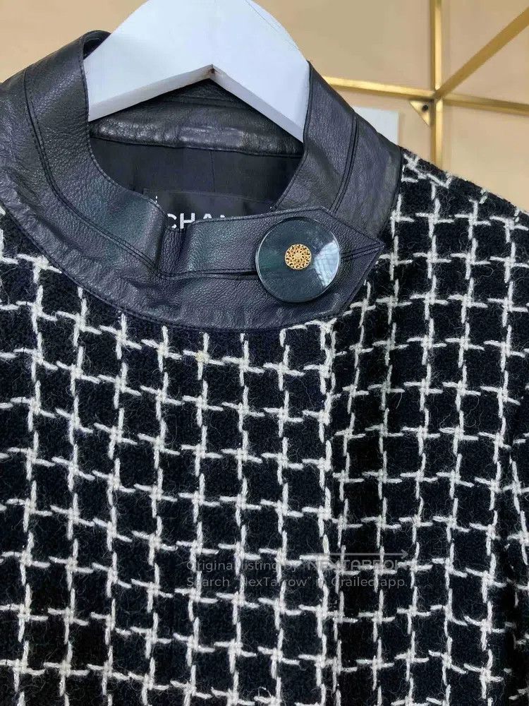 Chanel Chanel 17a Black and White Plaid Leather Jacket Size XXS / US 00 / IT 34 - 4 Thumbnail