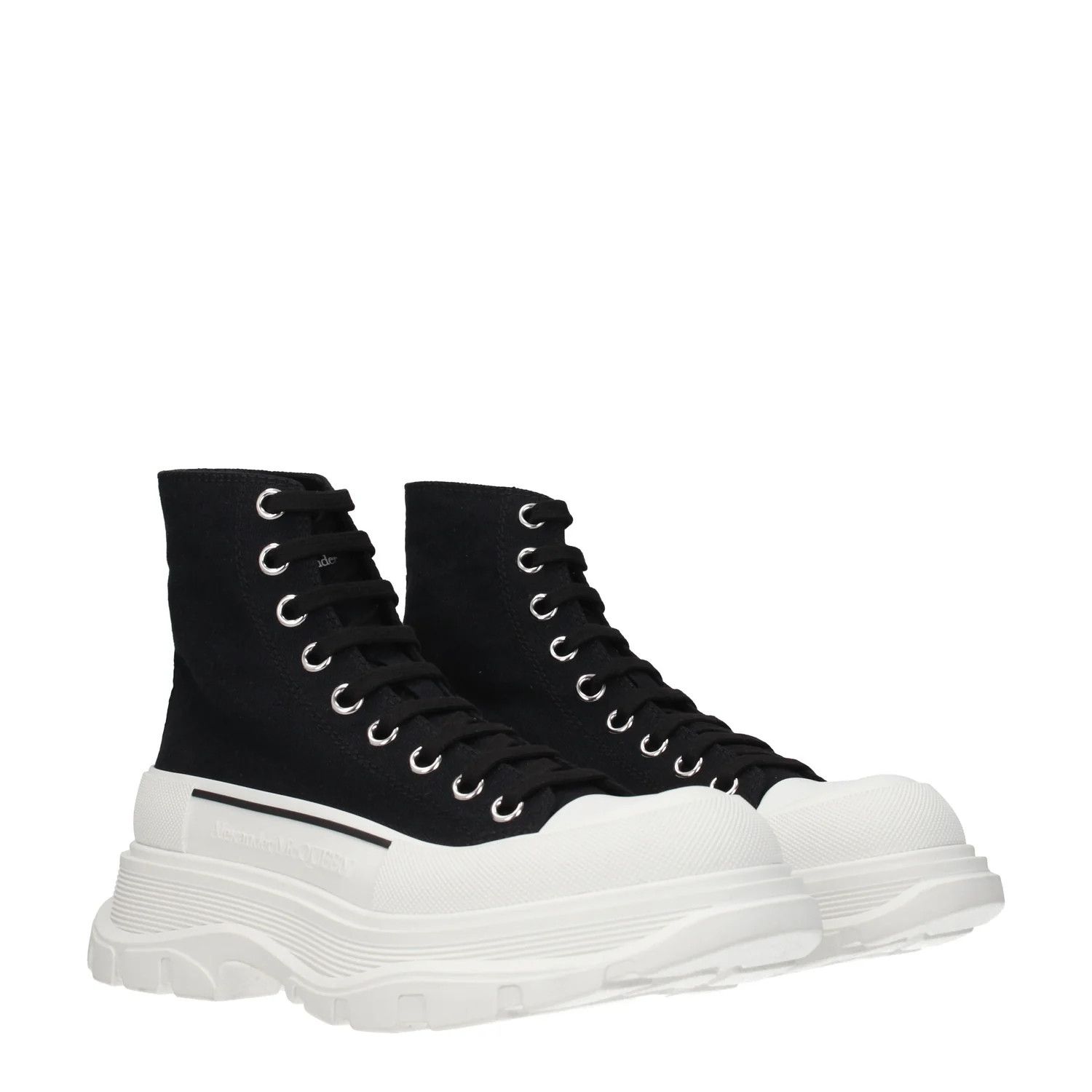 Alexander McQueen ob1o1e0225 Fabric Hi-Top Sneakers in Black White Size US 6.5 / EU 39-40 - 2 Thumbnail