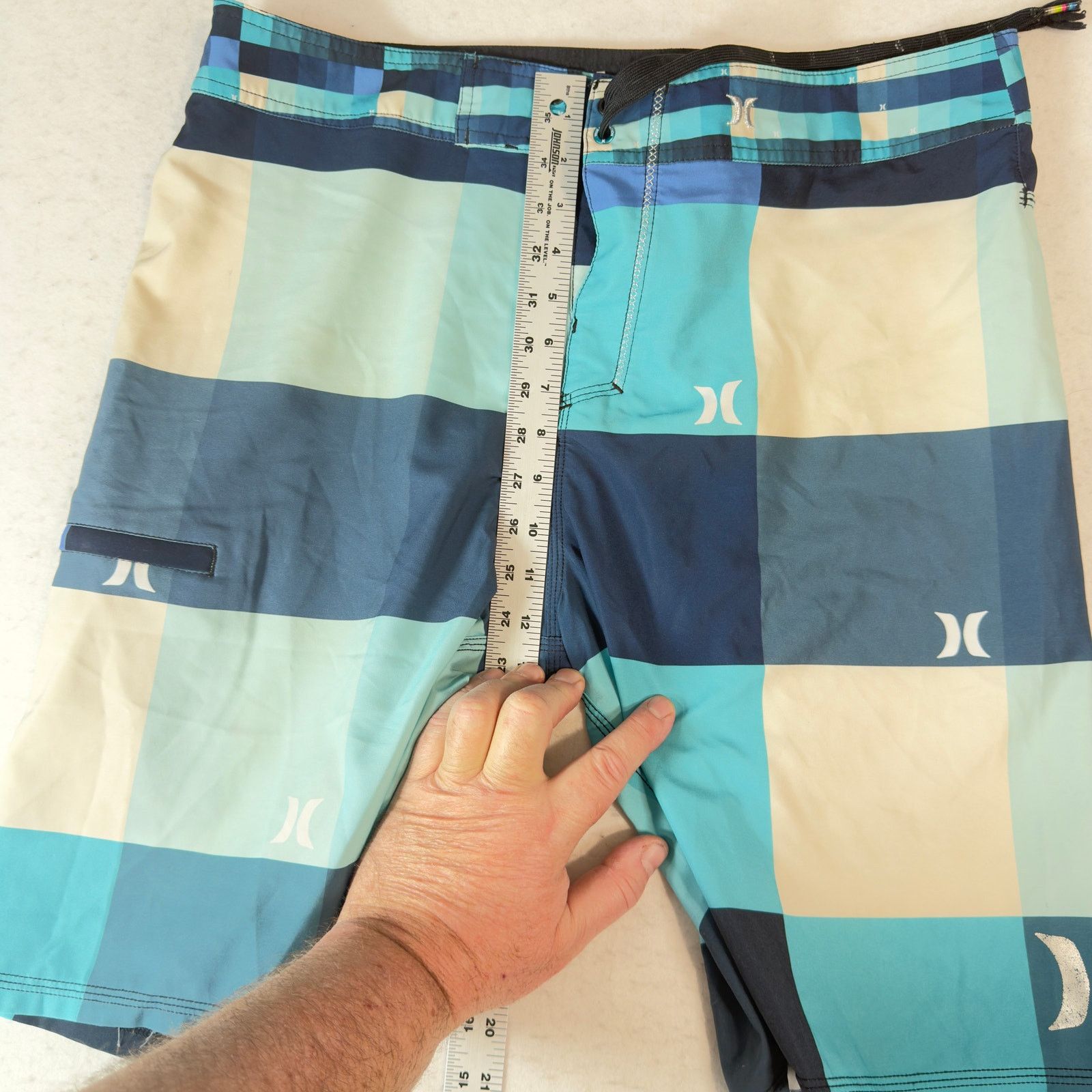 Hurley Hurley Men’s 34 Board Shorts Blue Plaid Trunks Recycled Poly Size US 34 / EU 50 - 17 Thumbnail