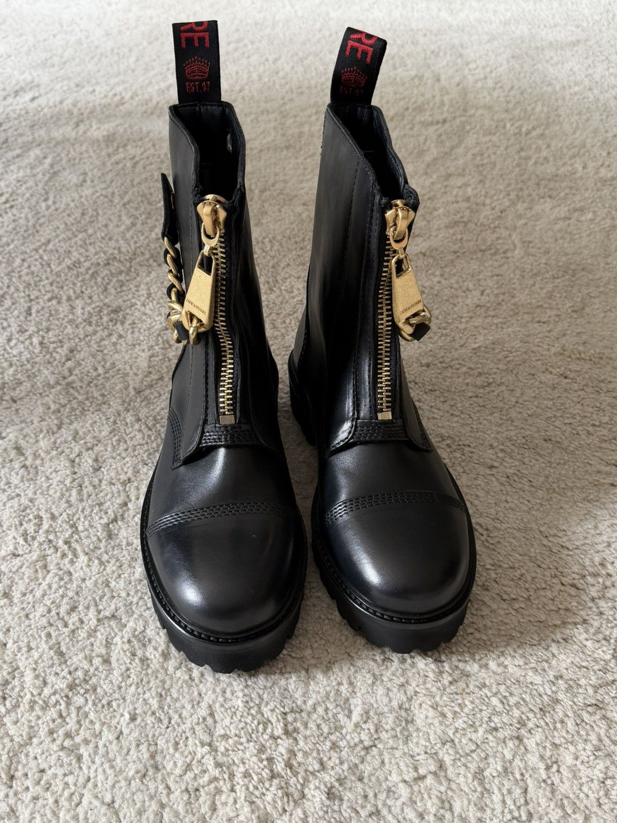 Zadig & Voltaire Zadig & Voltaire Joe Cecilia Combat Boots — Black Leather Size US 6.5 / IT 36.5 - 6 Thumbnail