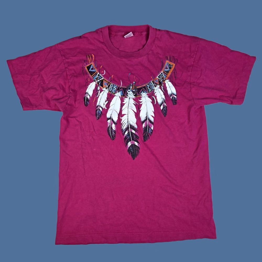 Fruit Of The Loom VINTAGE Fruit Of The Loom Southwest Dream Catcher Feathers Native Shirt L Pink Unisex Adults 90s Size US L / EU 52-54 / 3 - 1 Thumbnail