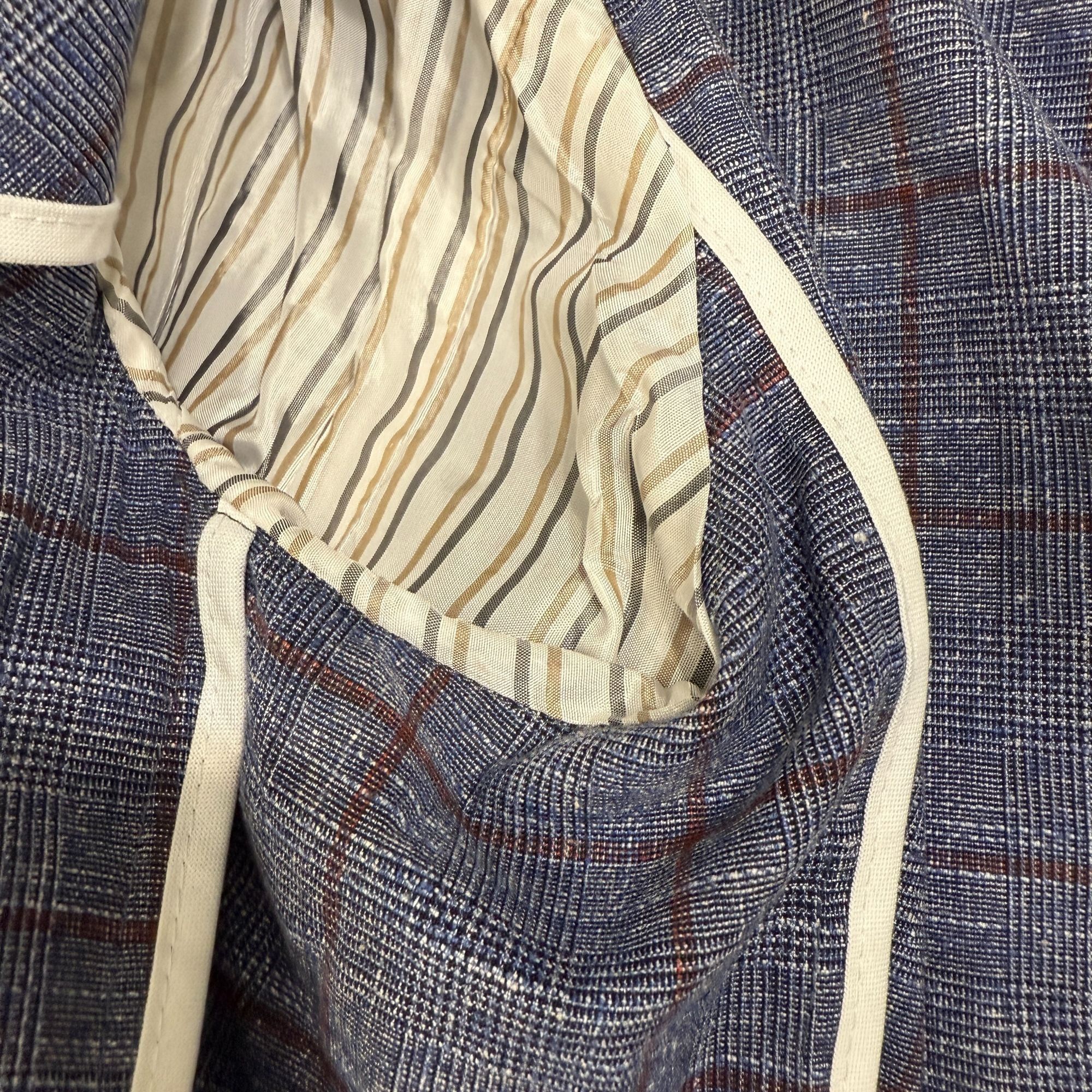 Hugo Boss Hugo Boss Slim-Fit Micro-Patterned Jacket Blue Checkered Lin Size US L / EU 52-54 / 3 - 15 Thumbnail