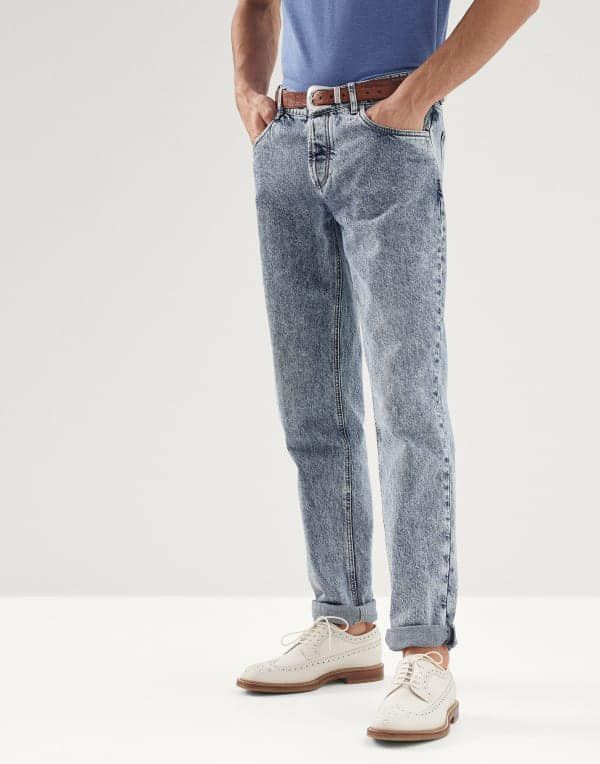 image of Brunello Cucinelli O1W1Db10424 Denim Pants In Dark Blue, Men's (Size 40)