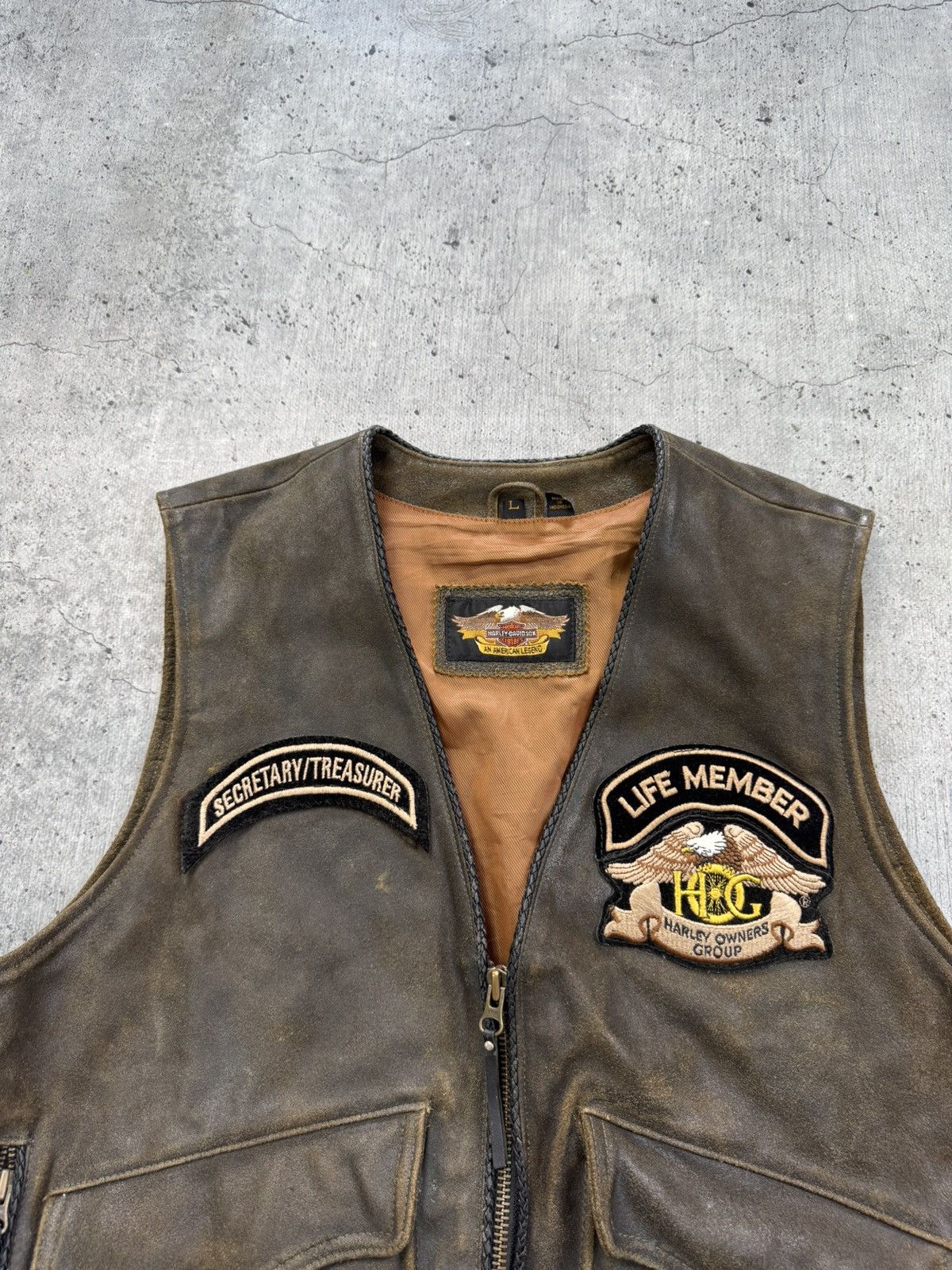 Harley Davidson RARE Vintage 90s Harley Davidson Leather Vest Size US L / EU 52-54 / 3 - 7 Thumbnail