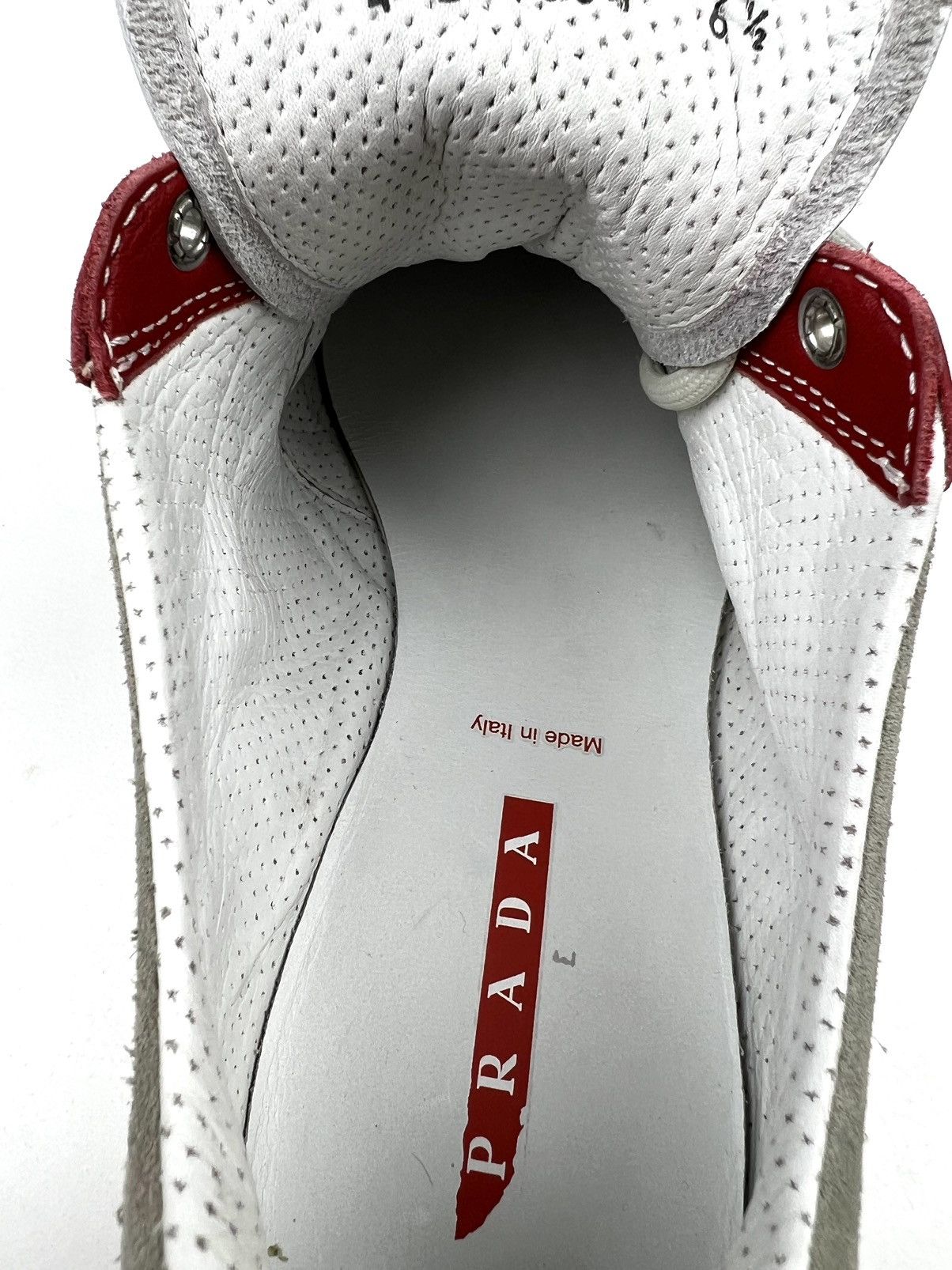 Prada PRADA Sneakers Leather/Suede Shoes Red Tab Logo Vintage Mens Size US 7.5 / EU 40-41 - 16 Thumbnail