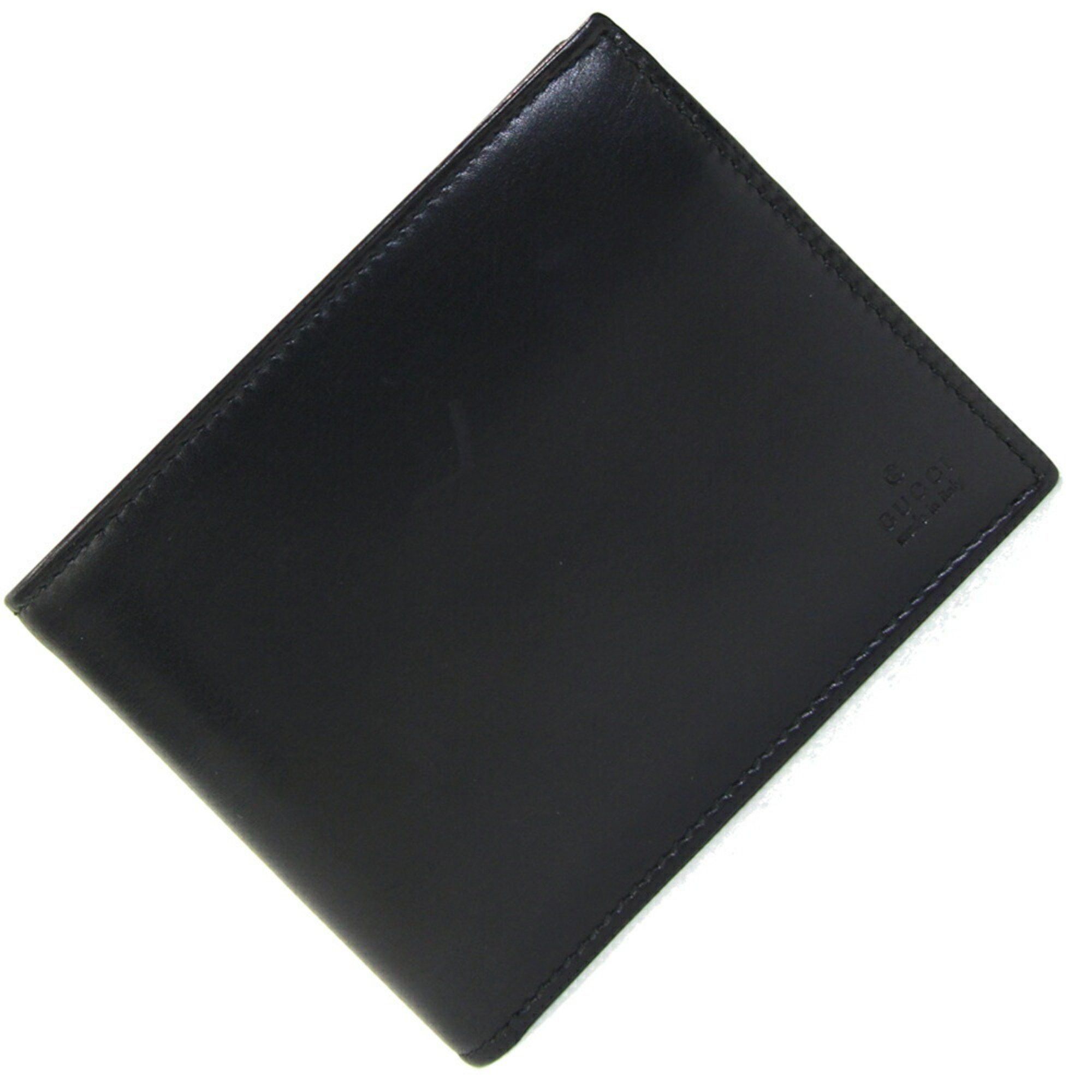 Gucci Gucci Bi-fold Billfold 034 2184 Black Leather Compact Wallet Men's GUCCI Size ONE SIZE - 1 Thumbnail