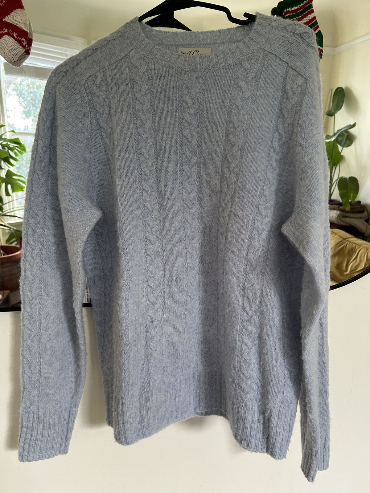J.Crew J. Crew Light Blue Cable Knit Shetland Sweater Size US M / EU 48-50 / 2 - 2 Thumbnail