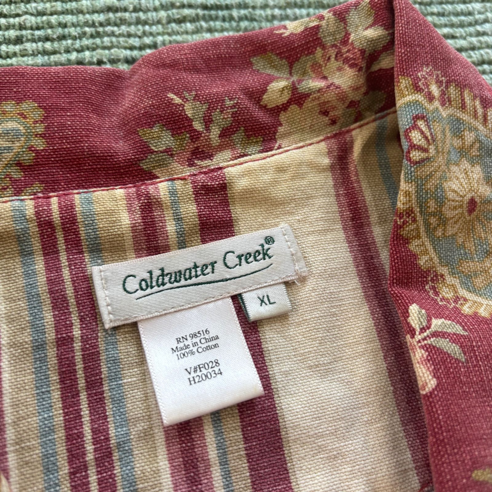 Coldwater Creek × Vintage Vintage Y2K Coldwater Creek Red Paisley Floral Cotton Vest Size XL / US 12-14 / IT 48-50 - 3 Thumbnail
