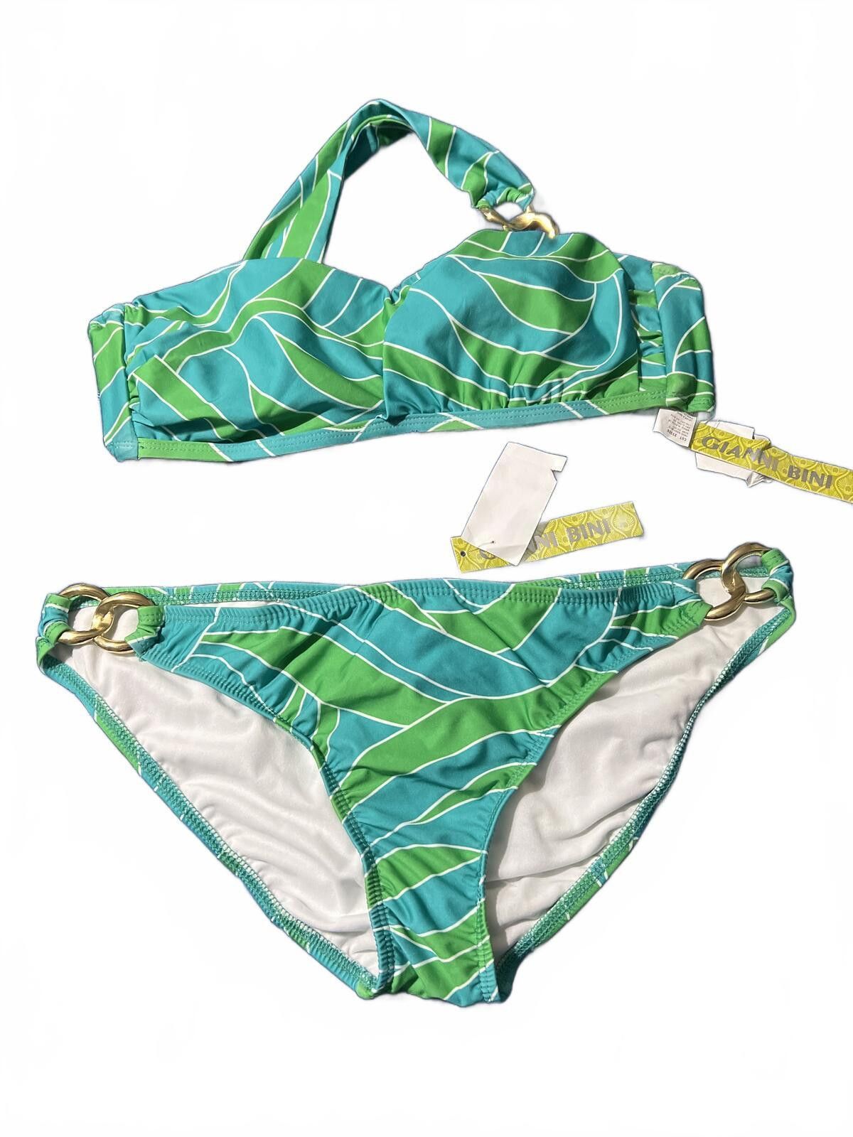 Other Gianni Bini Basil Green One-Shoulder Bikini Set - Size L Size ONE SIZE - 2 Thumbnail