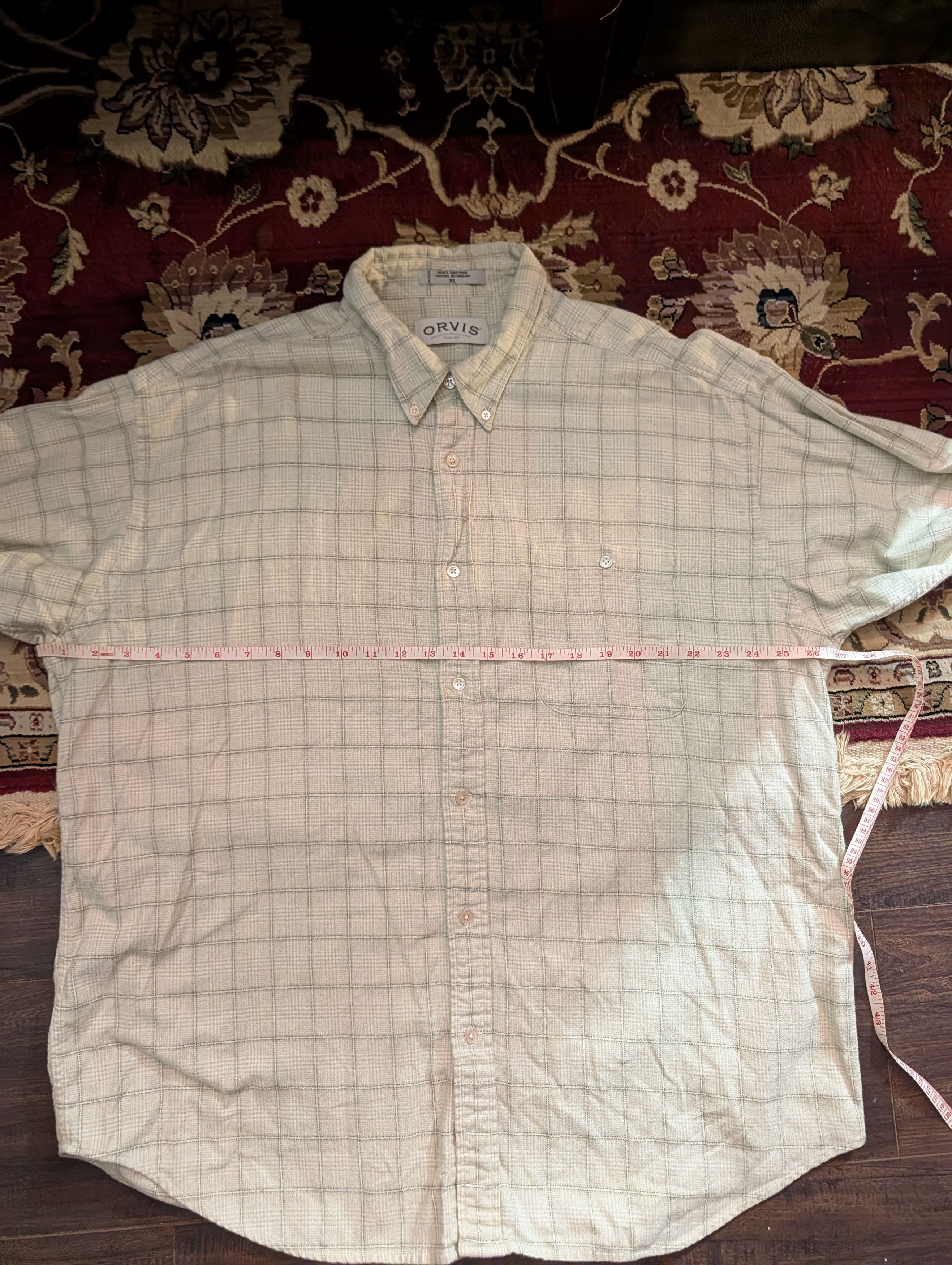 Orvis Vtg heavy flannel cotton check Portugal button-down shirt Size US XL / EU 56 / 4 - 13 Thumbnail